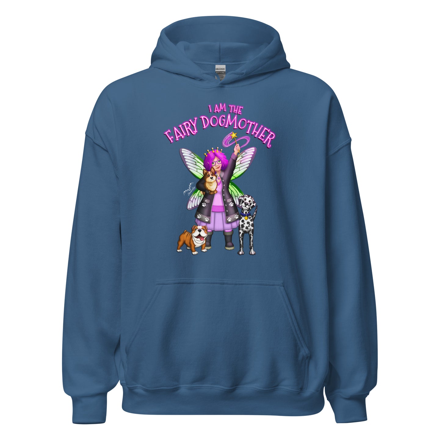 dog mother fairy hoodie blue by stormseye design