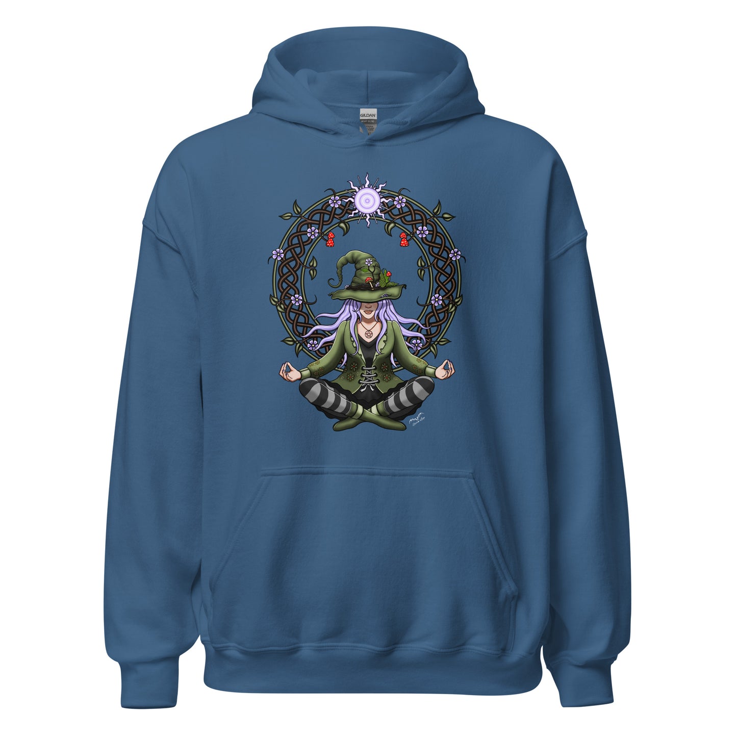 stormseye design hedge witch hoodie flat view blue