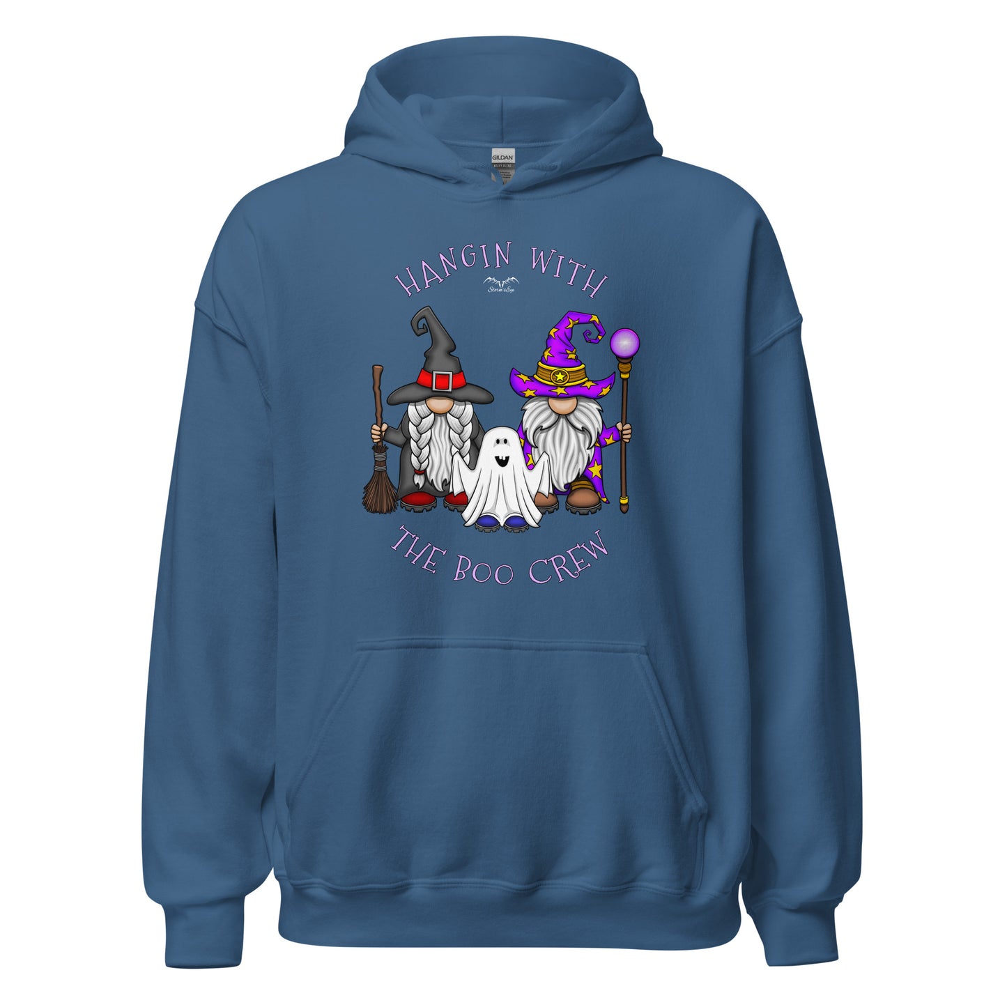 stormseye design boo crew halloween hoodie flat view blue