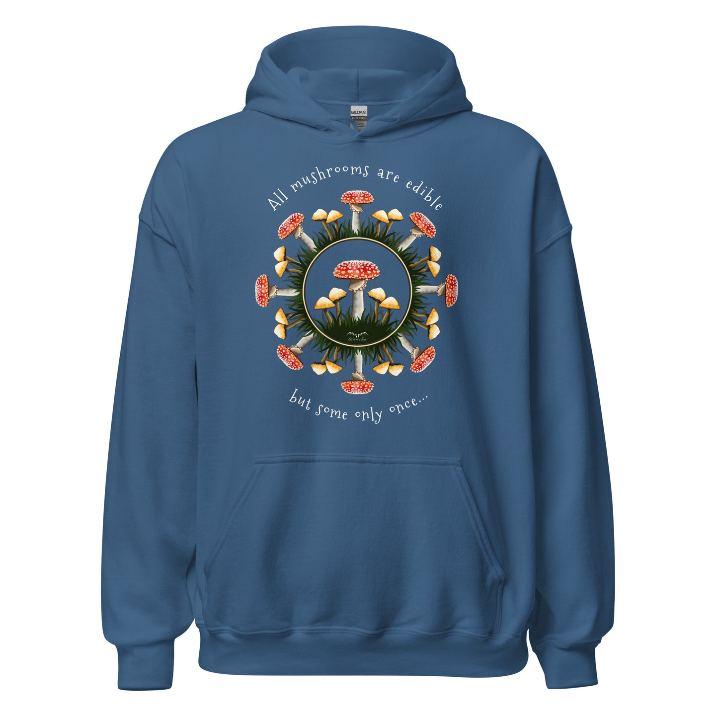 edible mushrooms hoodie by stormseye, blue