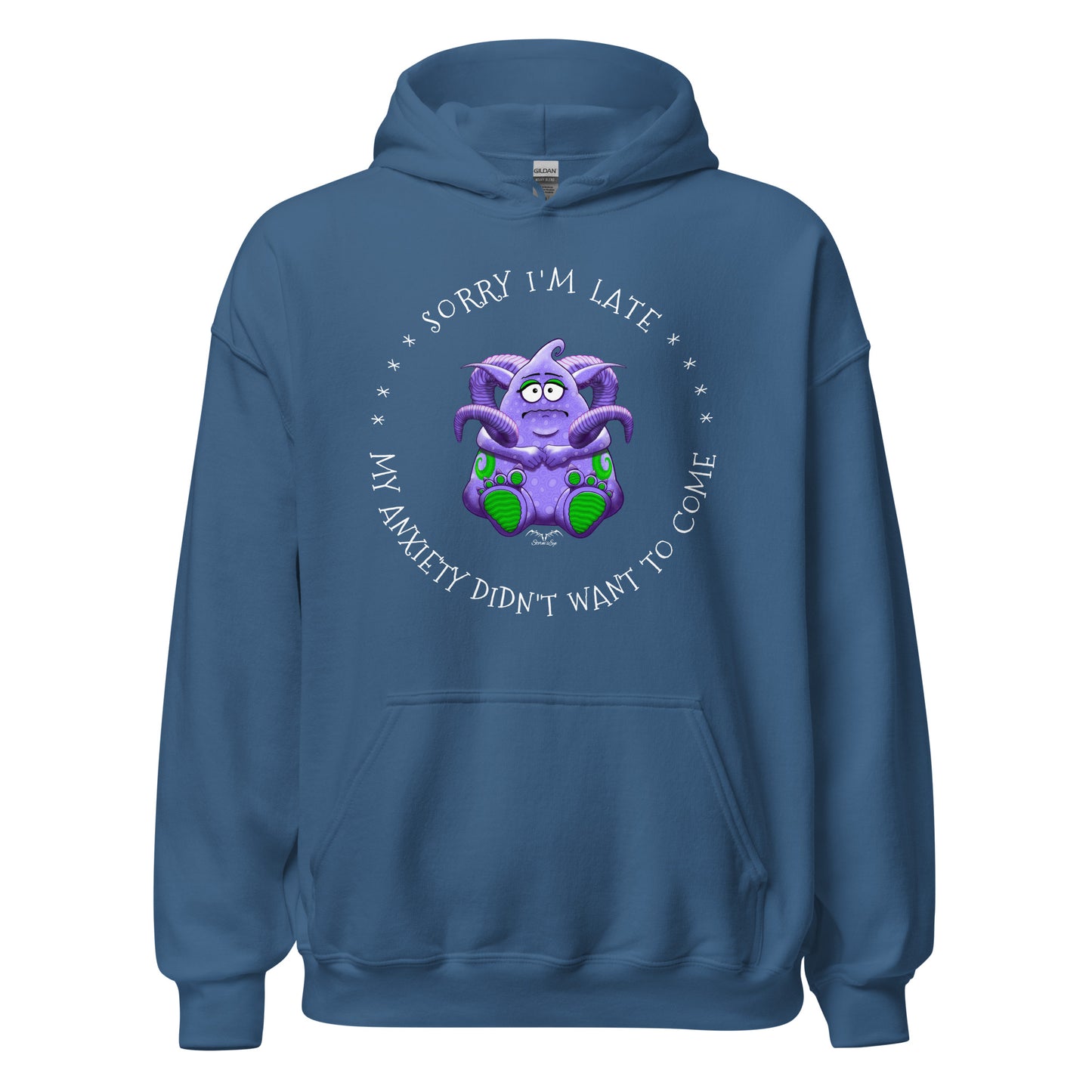 anxiety monster hoodie by stormseye design, blue