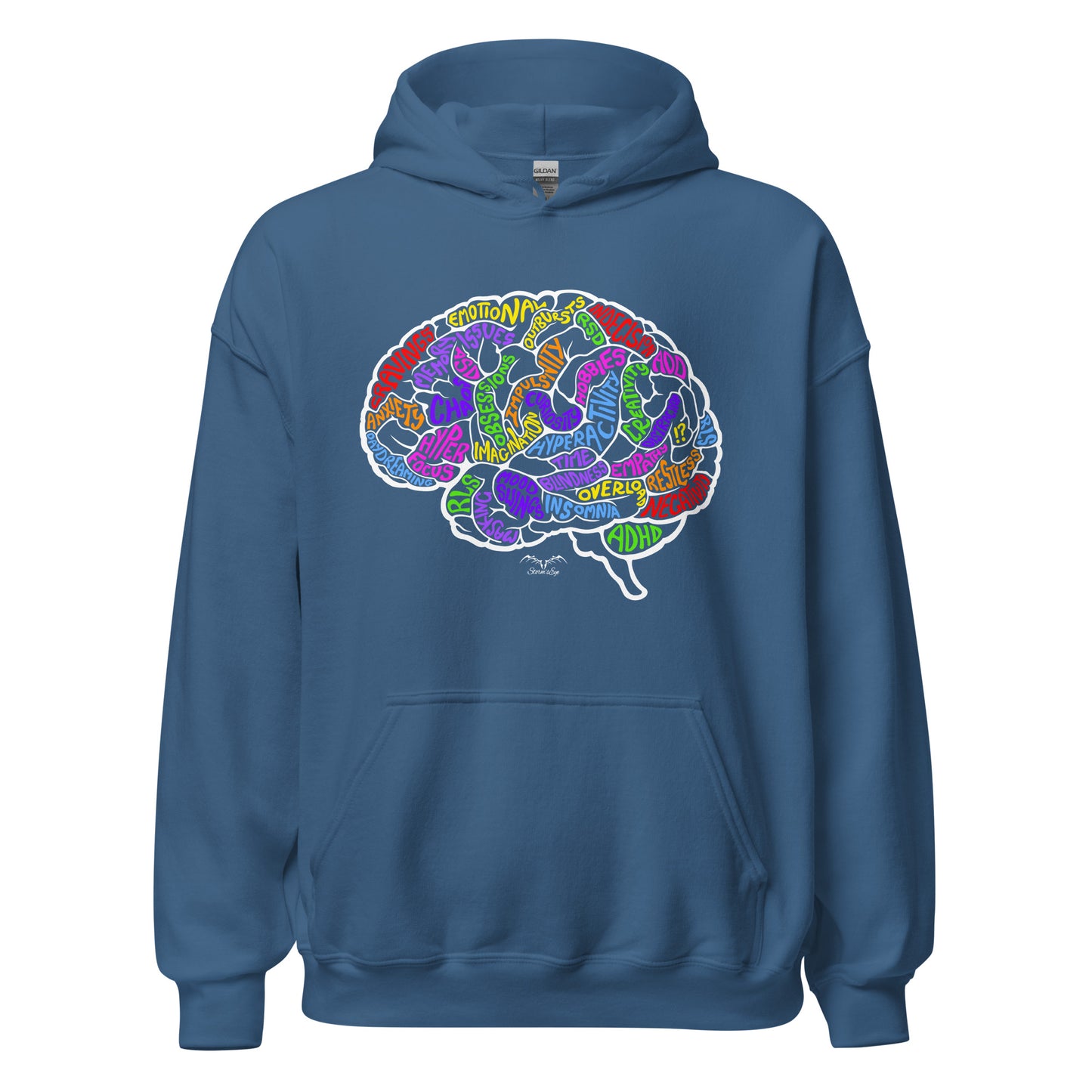 ADHD brain symptoms Hoodie by Stormseye Design blue