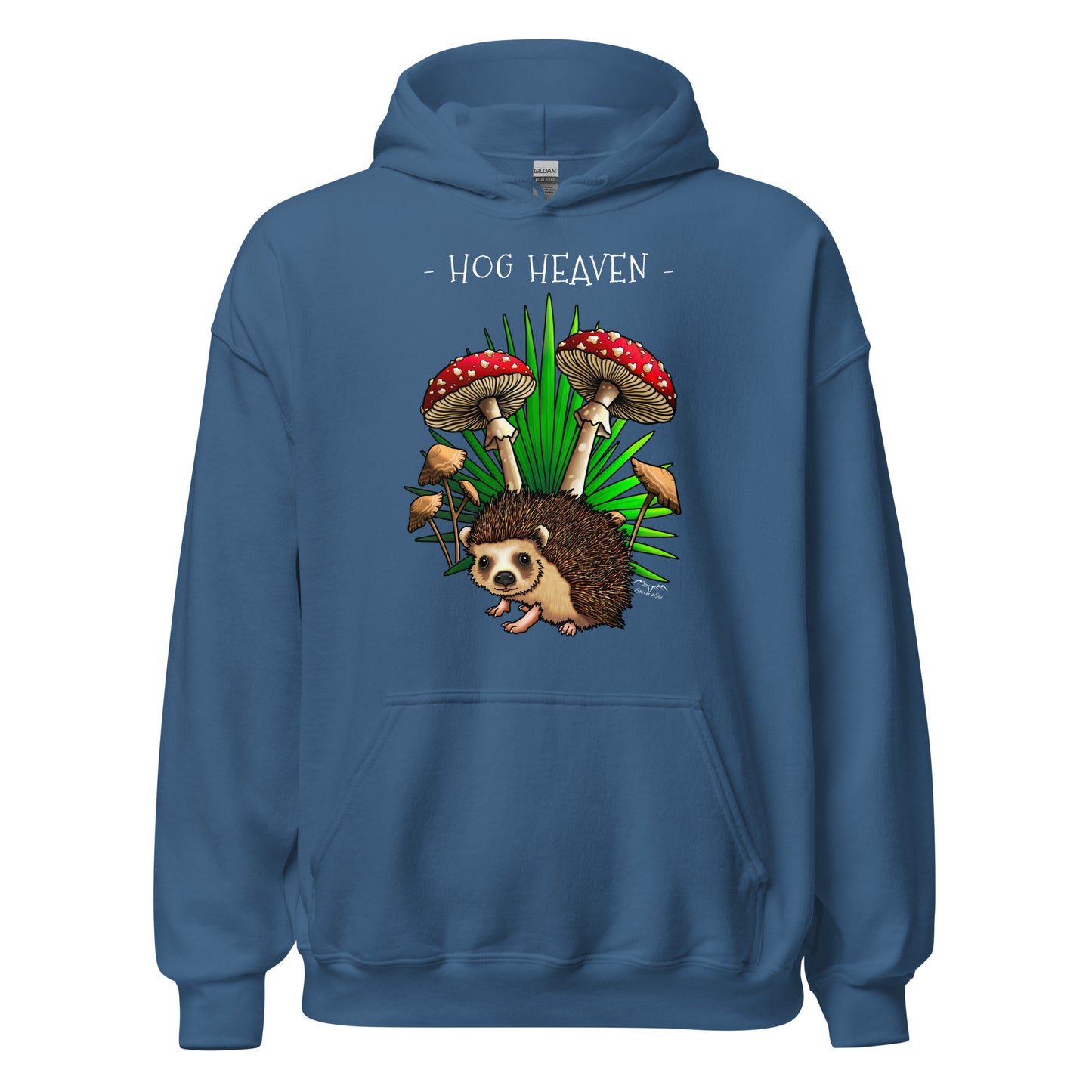 hog heaven hedgehog mushrooms hoodie by stormseye, blue