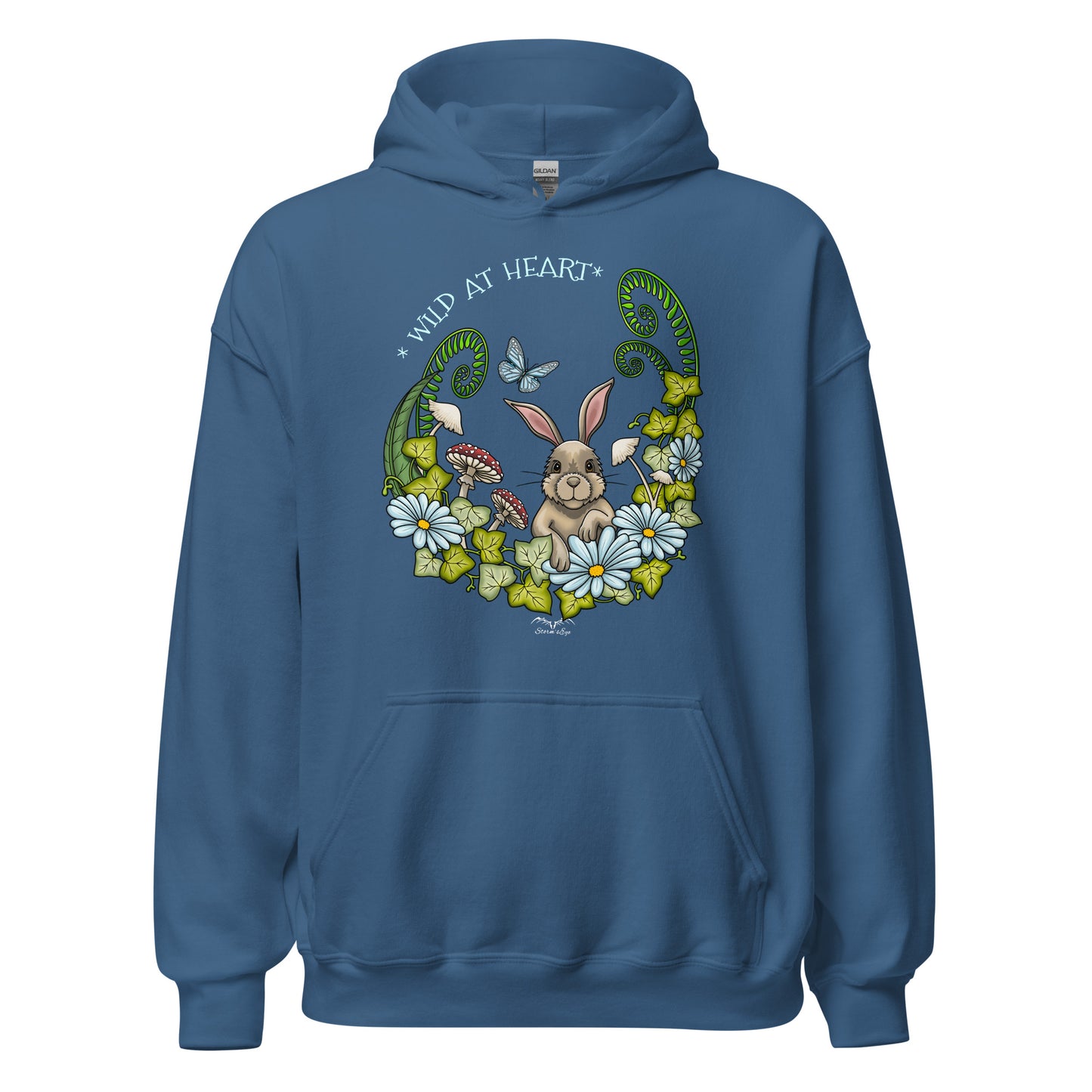 wild at heart rabbit hoodie by stormseye design, blue