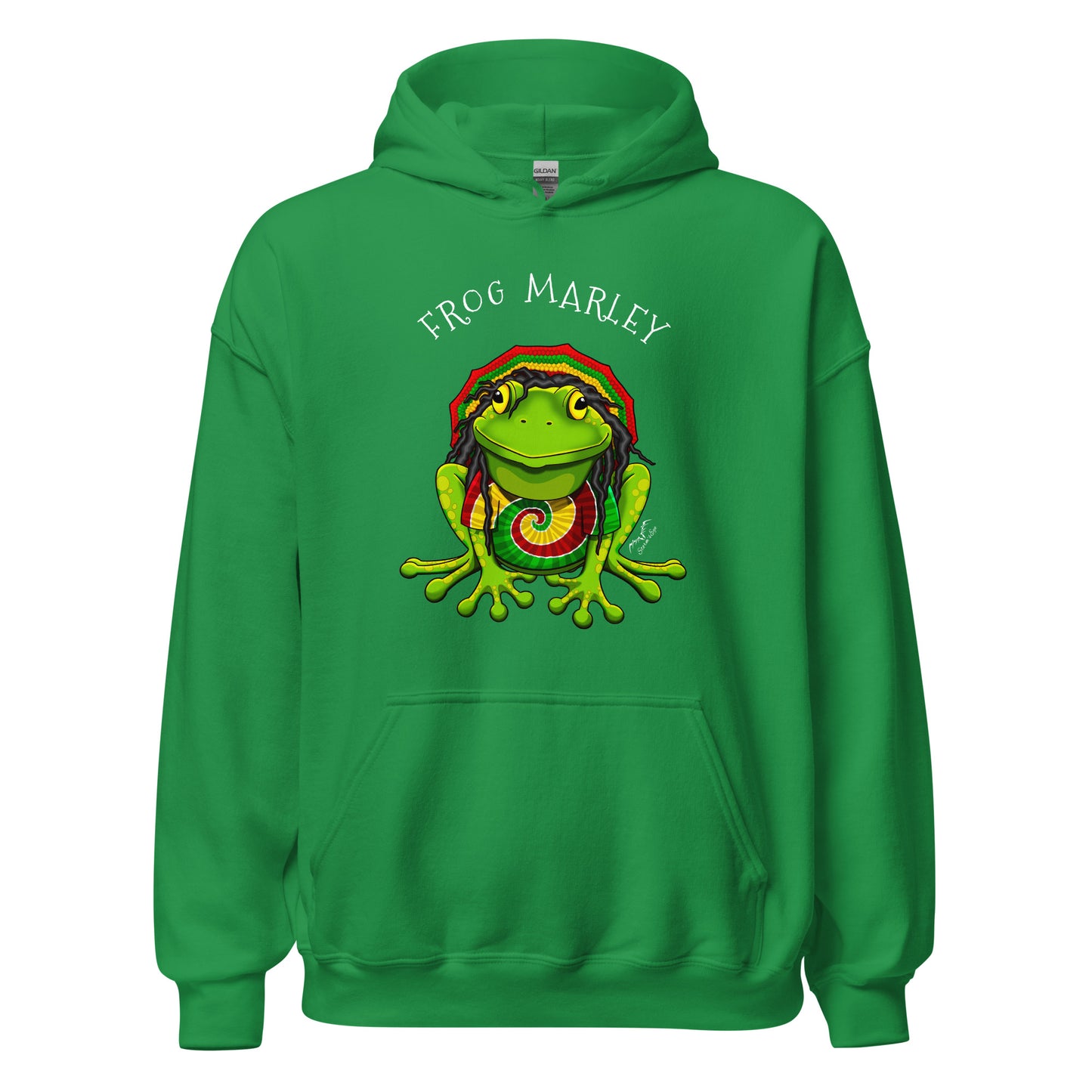 Frog Marley Rasta hoodie bright green by stormseye design