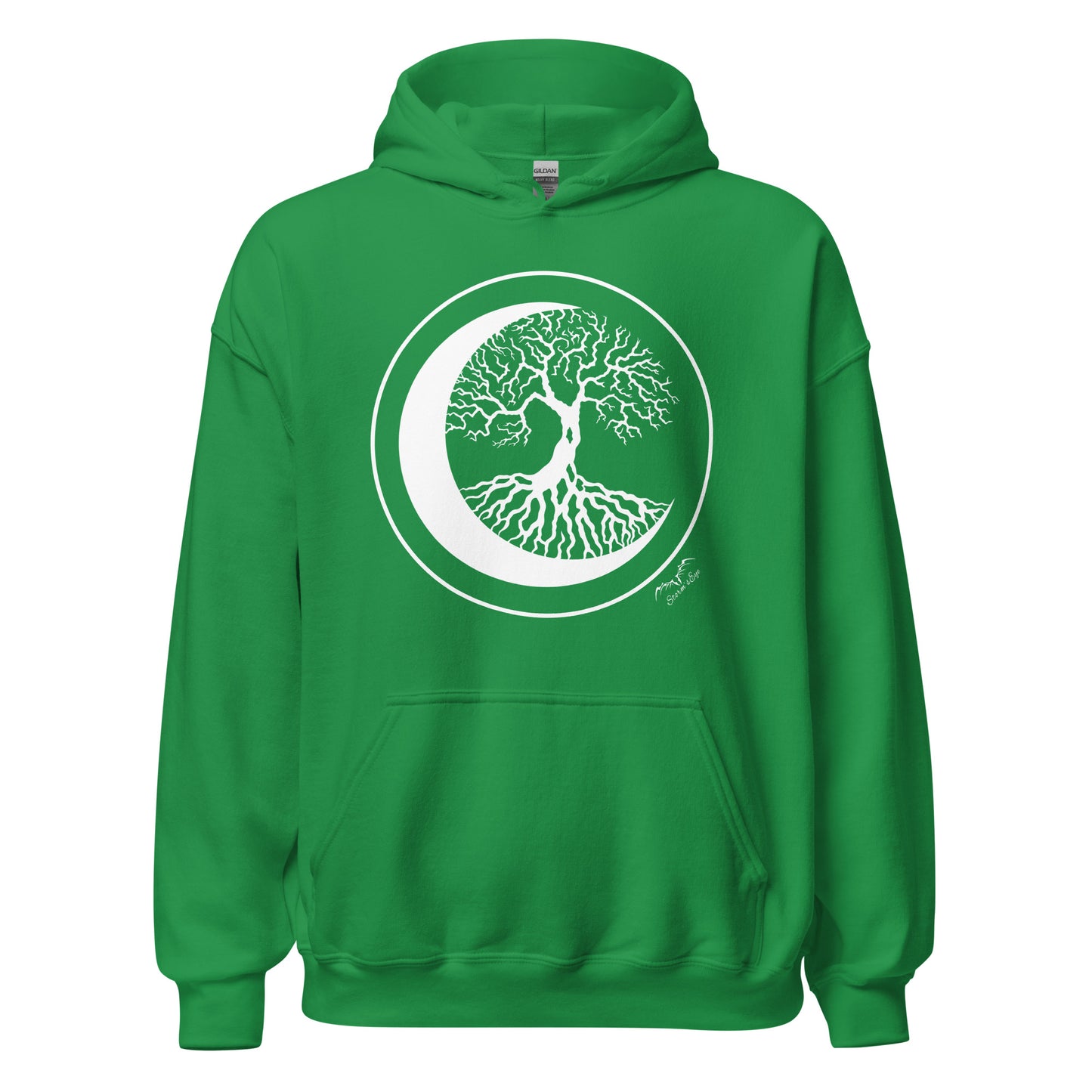 stormseye design witching hour 2 tree of life hoodie flat view irish green