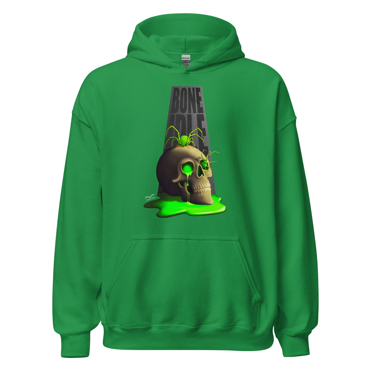 Bone Idle Skull And Spiders Hoodie | Gothic Horror Nuclear Waste Sweater | 7 Colours