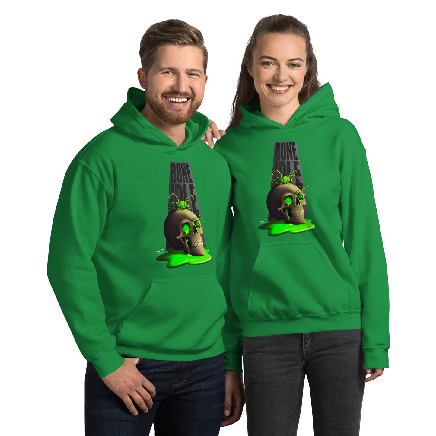 Bone Idle Skull And Spiders Hoodie | Gothic Horror Nuclear Waste Sweater | 7 Colours