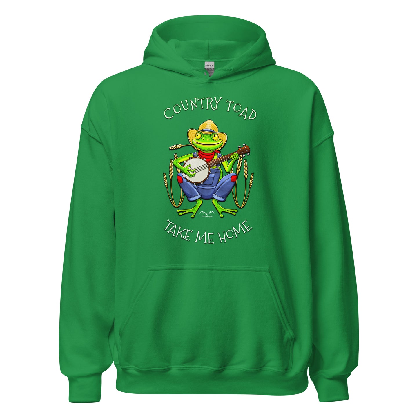 stormseye design country toad hoodie flat view bright green