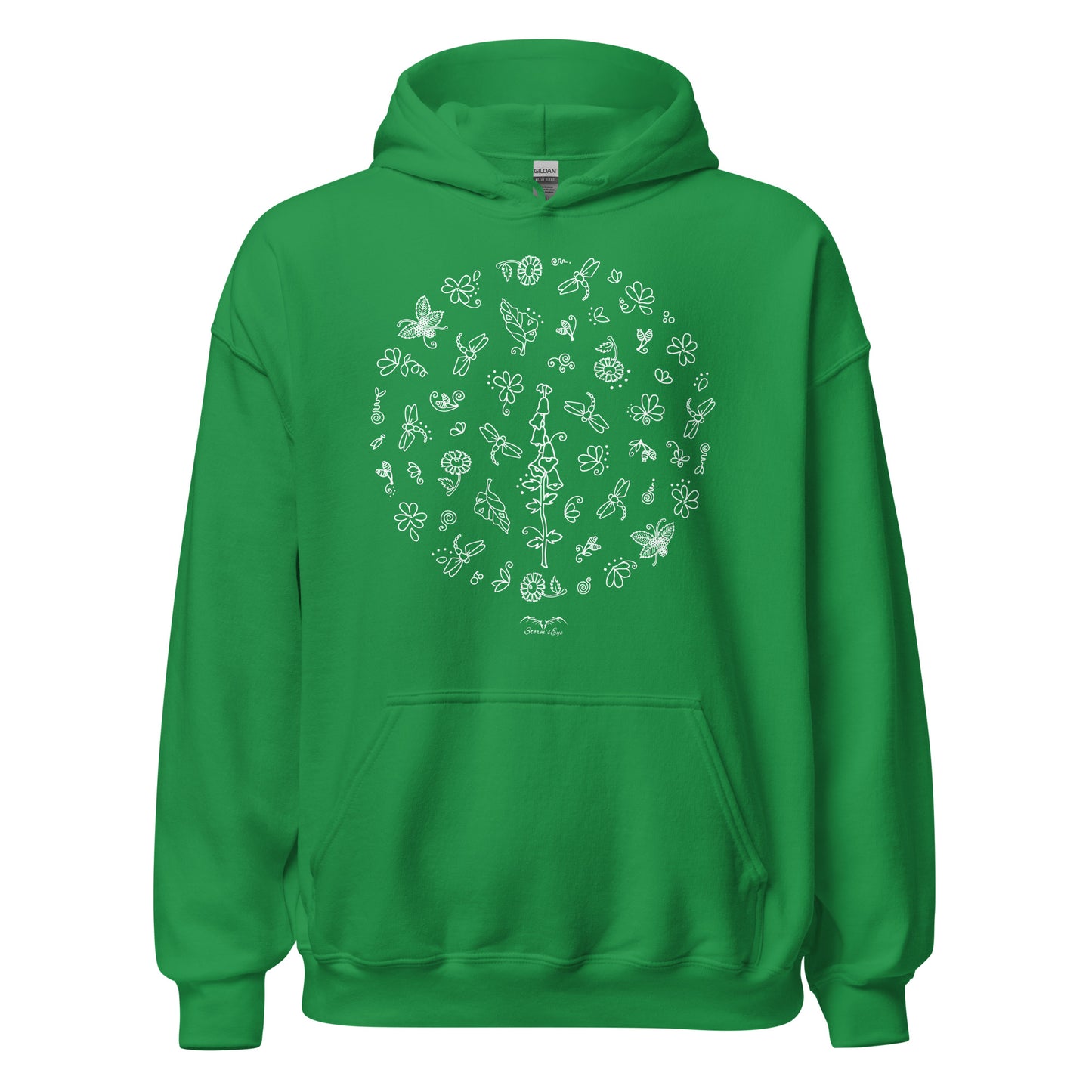 Pretty Dragonflies hoodie by Stormseye, bright green
