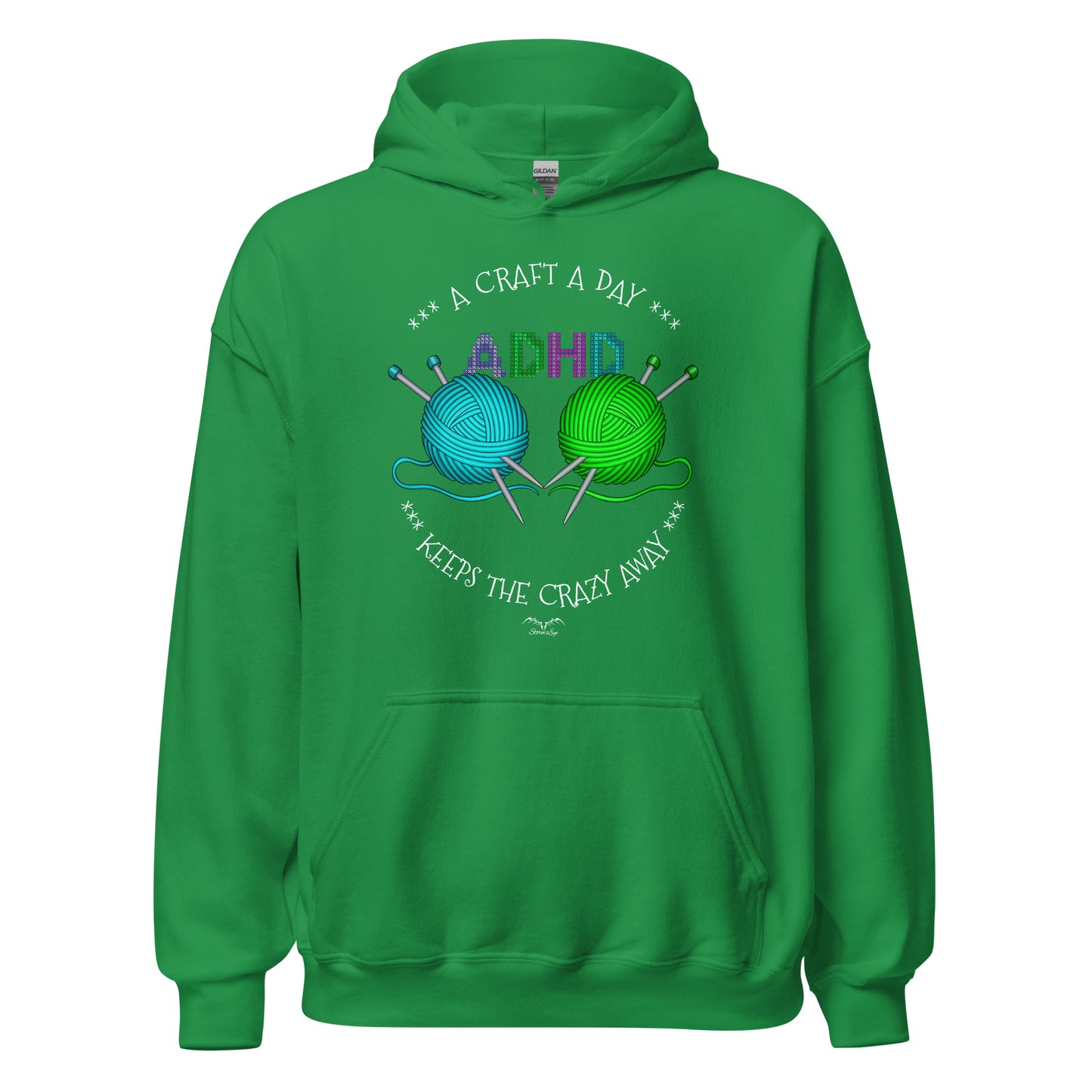 ADHD crafting hoodie by Stormseye Design irish green