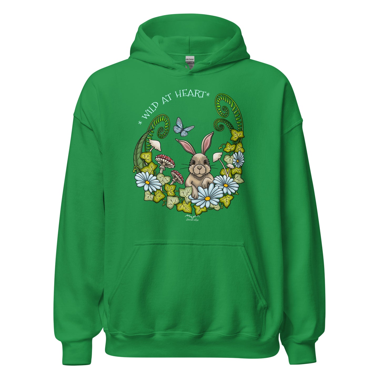 wild at heart rabbit hoodie by stormseye design, irish green