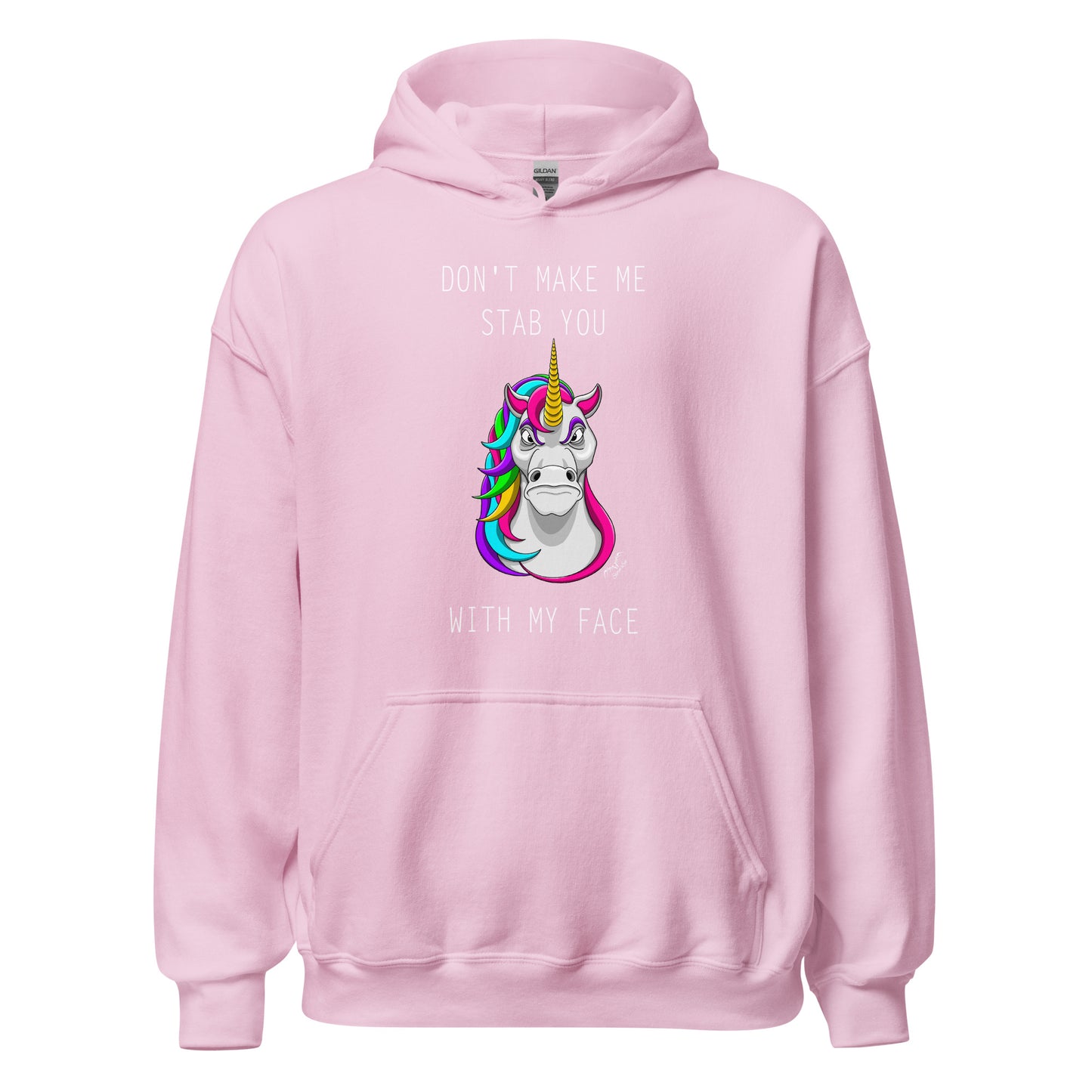 funny stabby unicorn hoodie light pink by stormseye design
