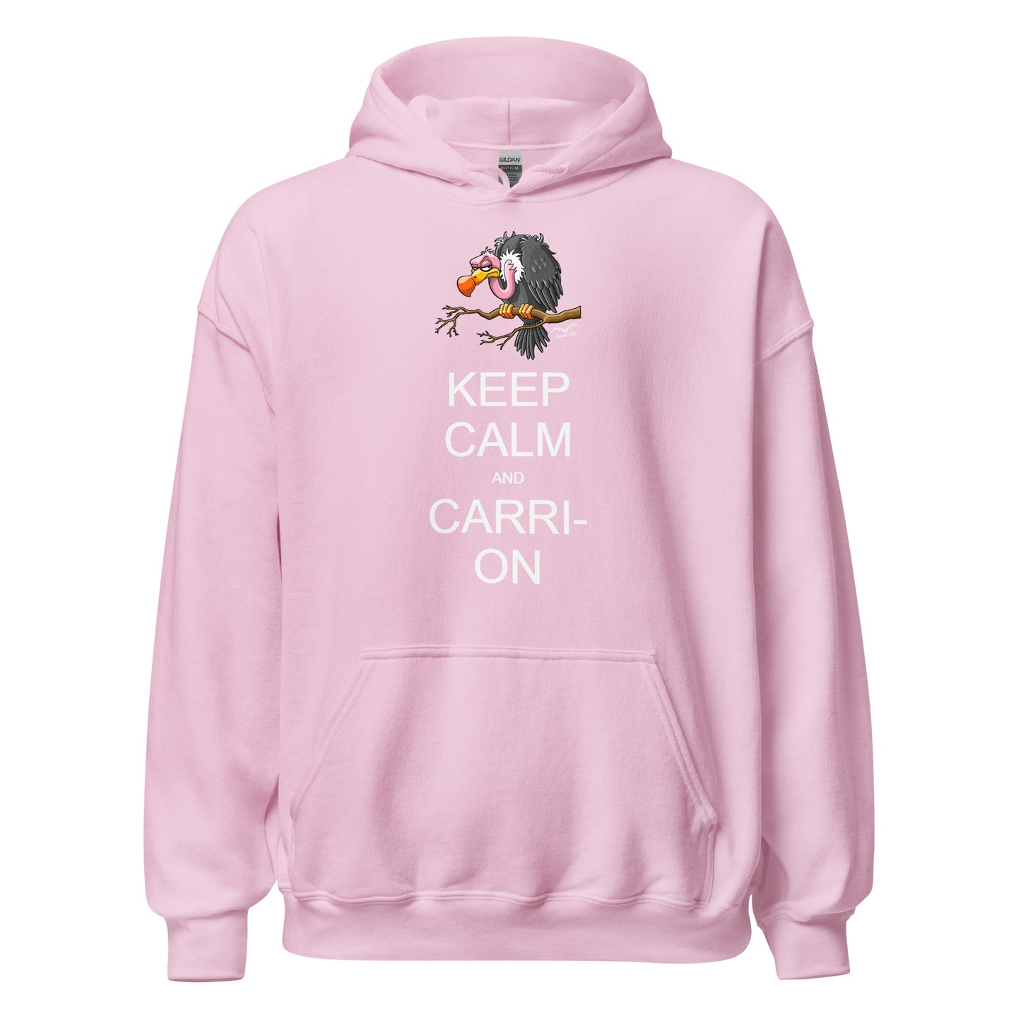 keep calm and carrion vulture hoodie light pink by stormseye design