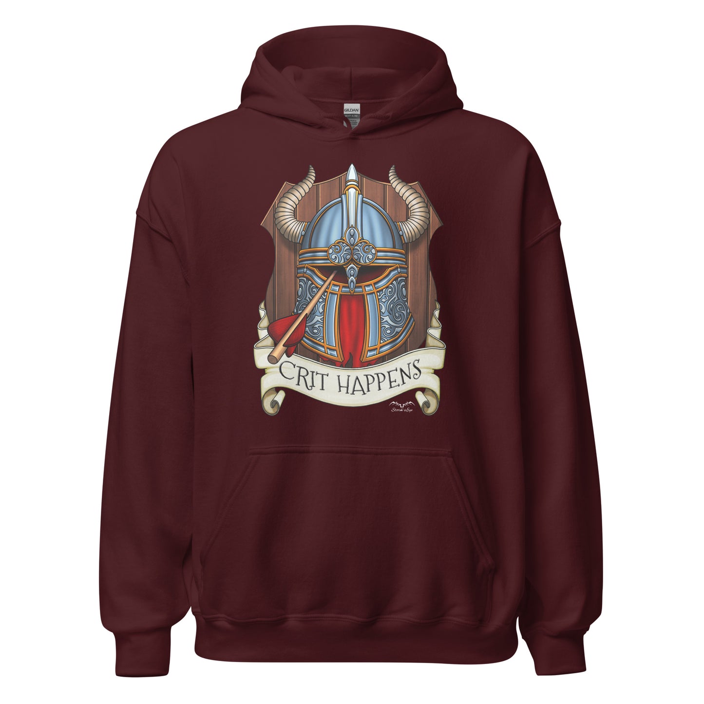 crit happens DnD hoodie wine red by stormseye design