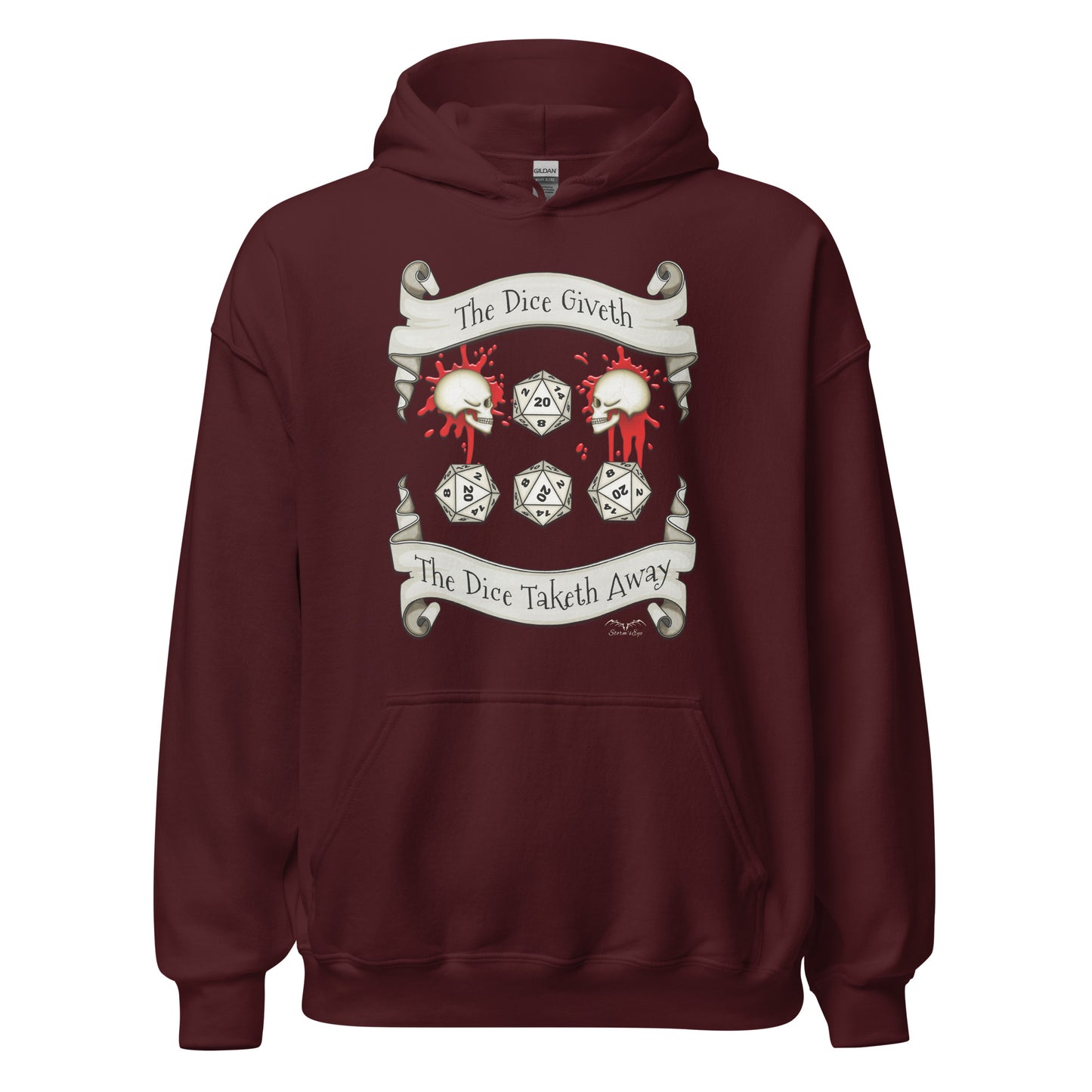 Dungeons And Dragons D20 Dice roll hoodie wine red by stormseye design