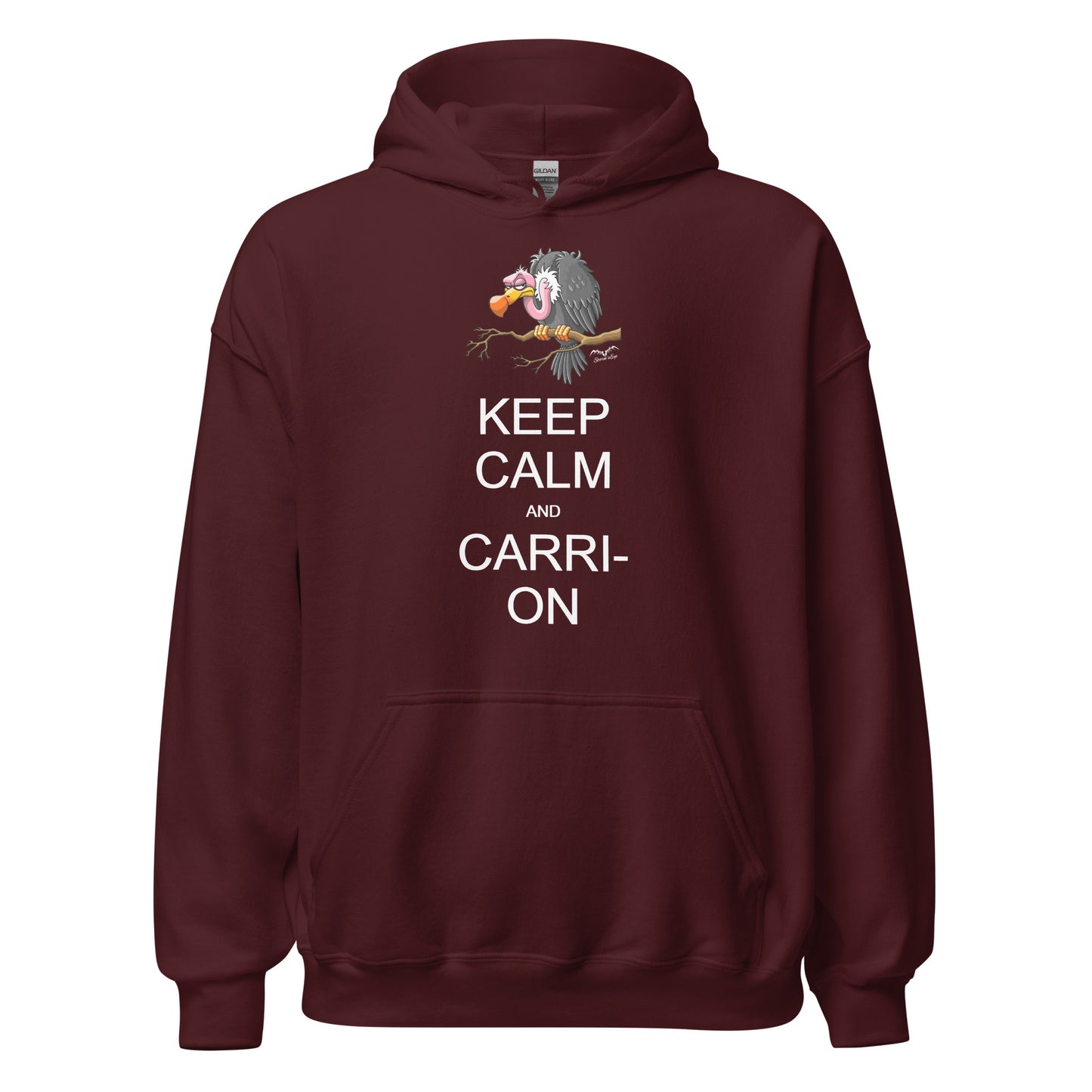 keep calm and carrion vulture hoodie wine red by stormseye design