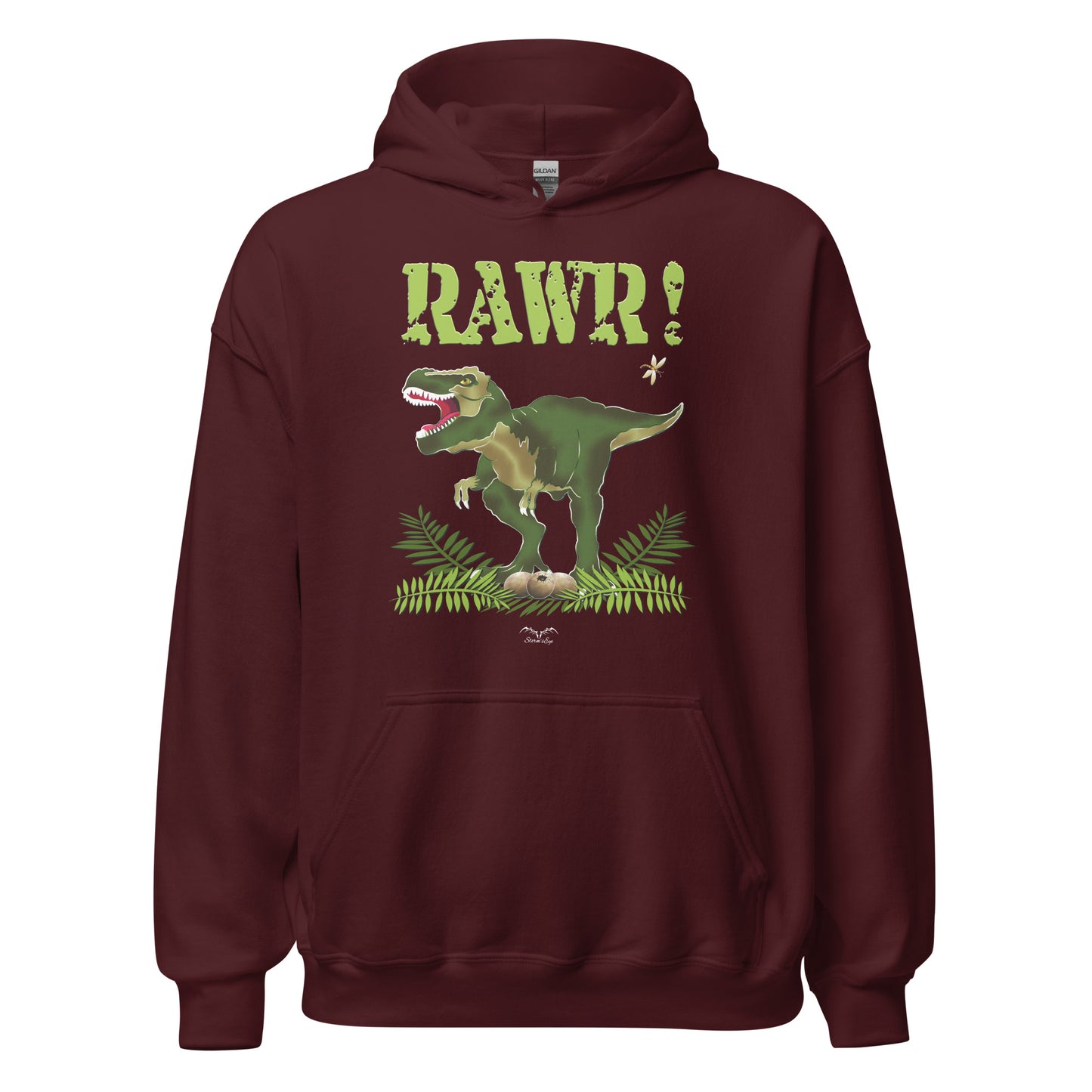 t rex dinosaur hoodie wine red by stormseye design