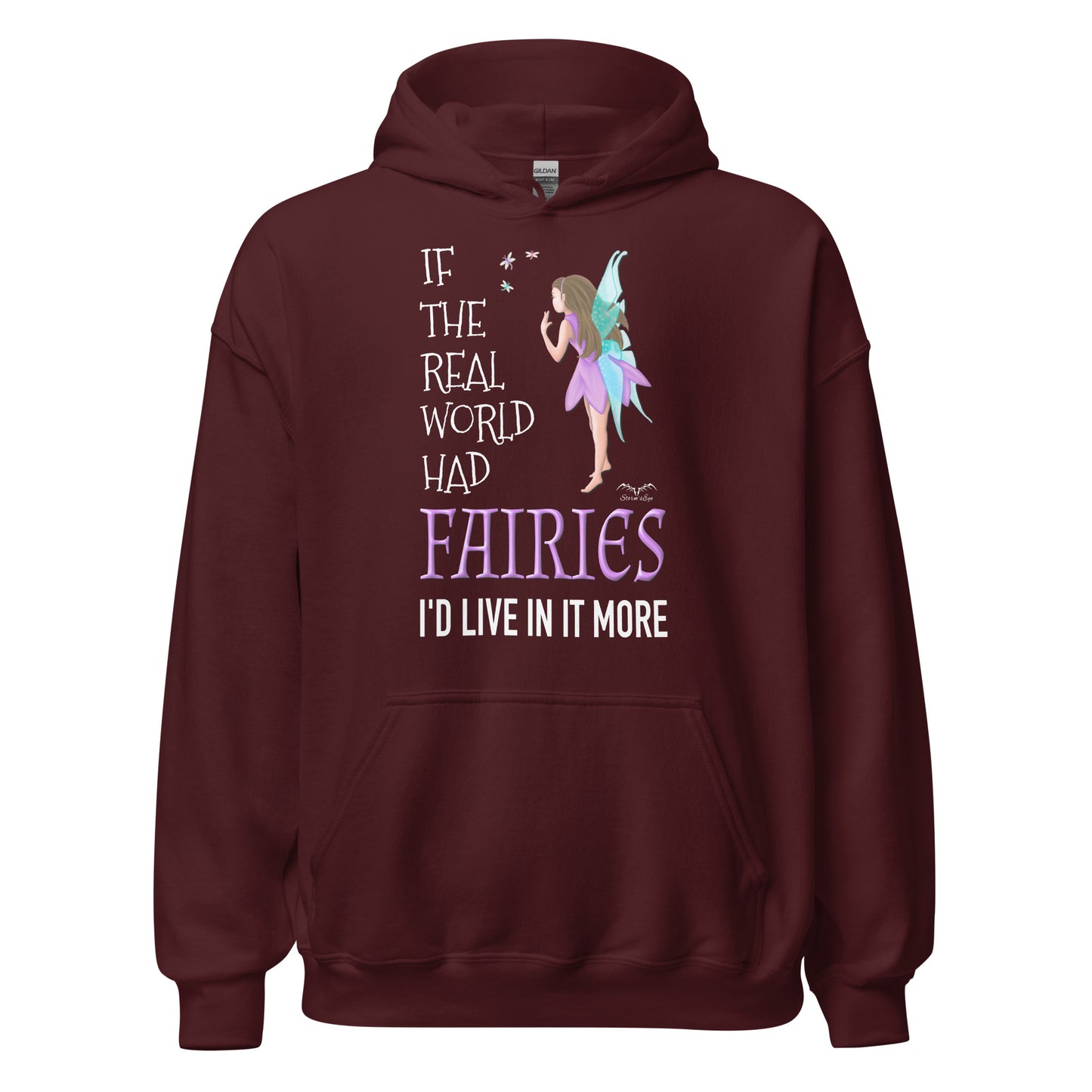 real world fairies hoodie wine red by stormseye design