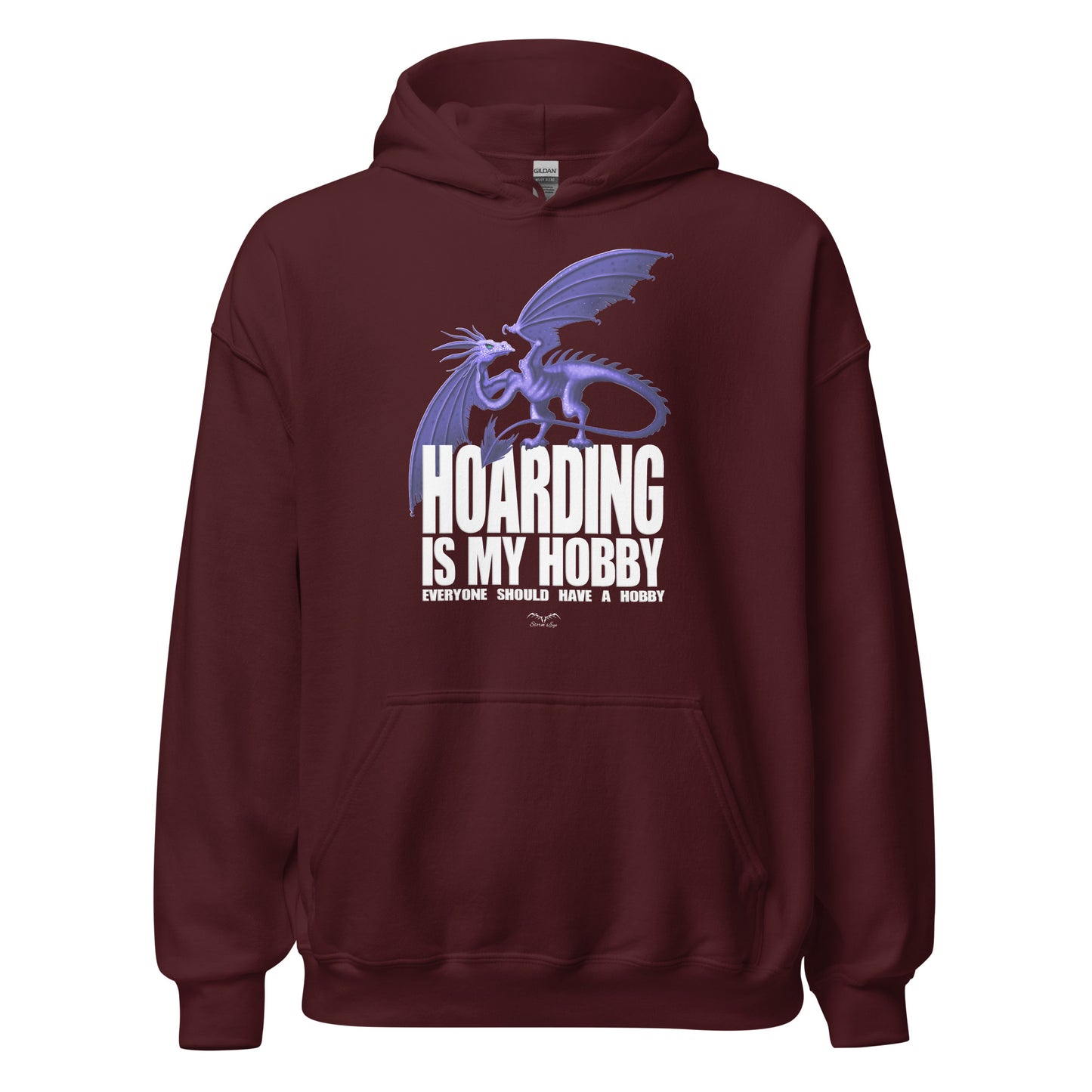 hoarding is my hobby dragon hoodie, wine red, by Stormseye Design