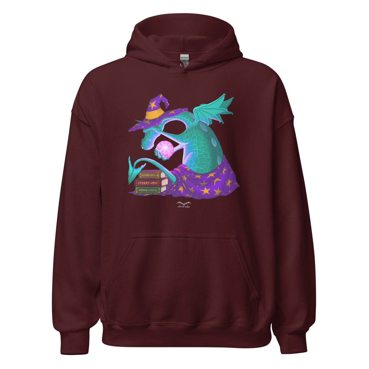 wizard dragon hoodie wine red by stormseye design