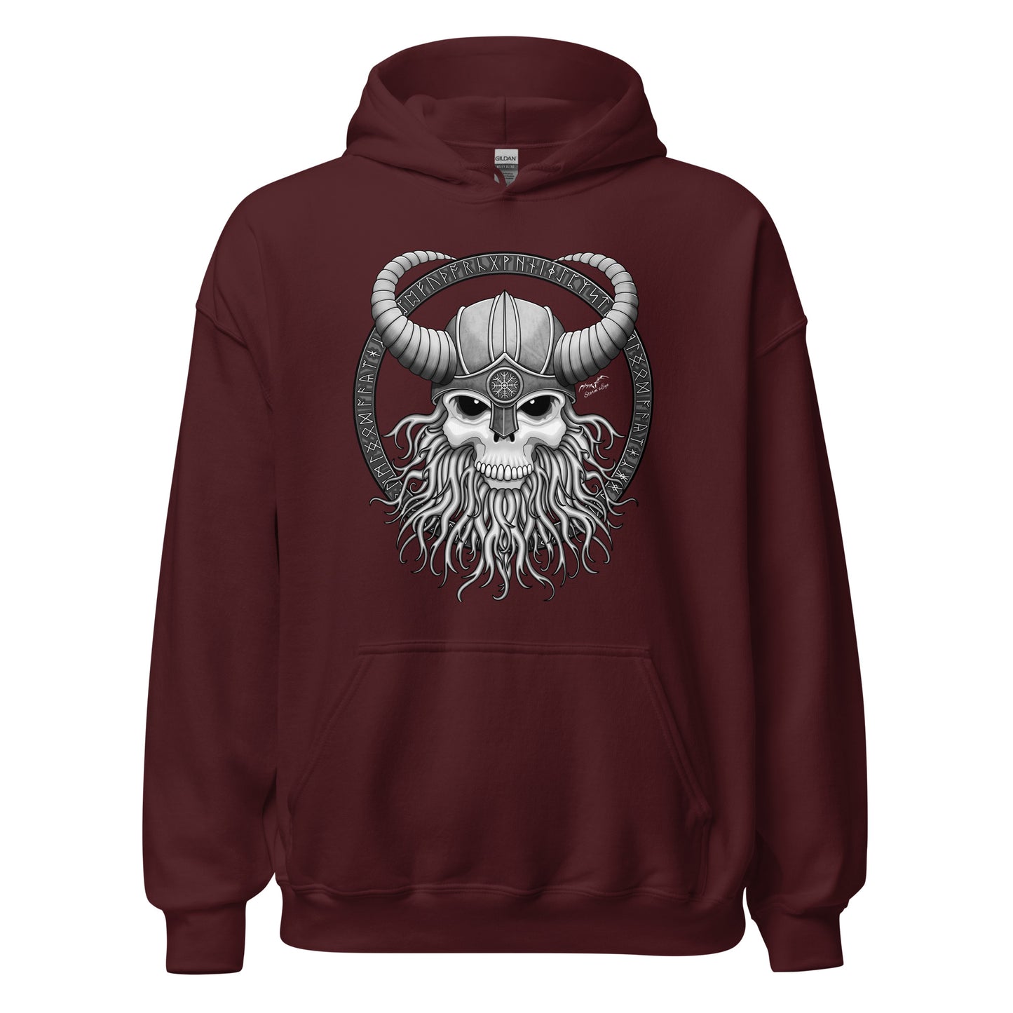Viking Skull Hoodie | Nordic Runes Pullover | Fantasy Sweater | 8 Colours