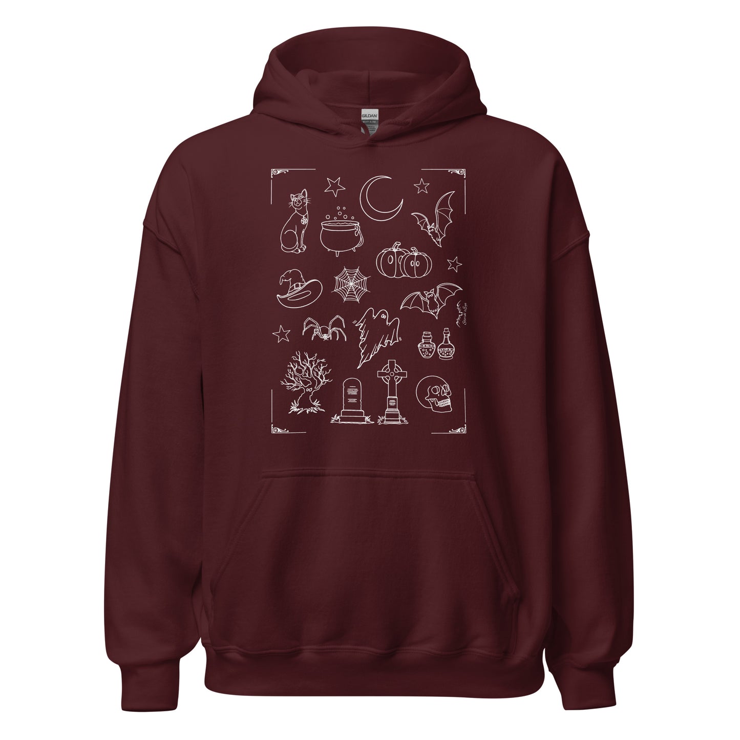 stormseye design halloween vibe hoodie flat view maroon red