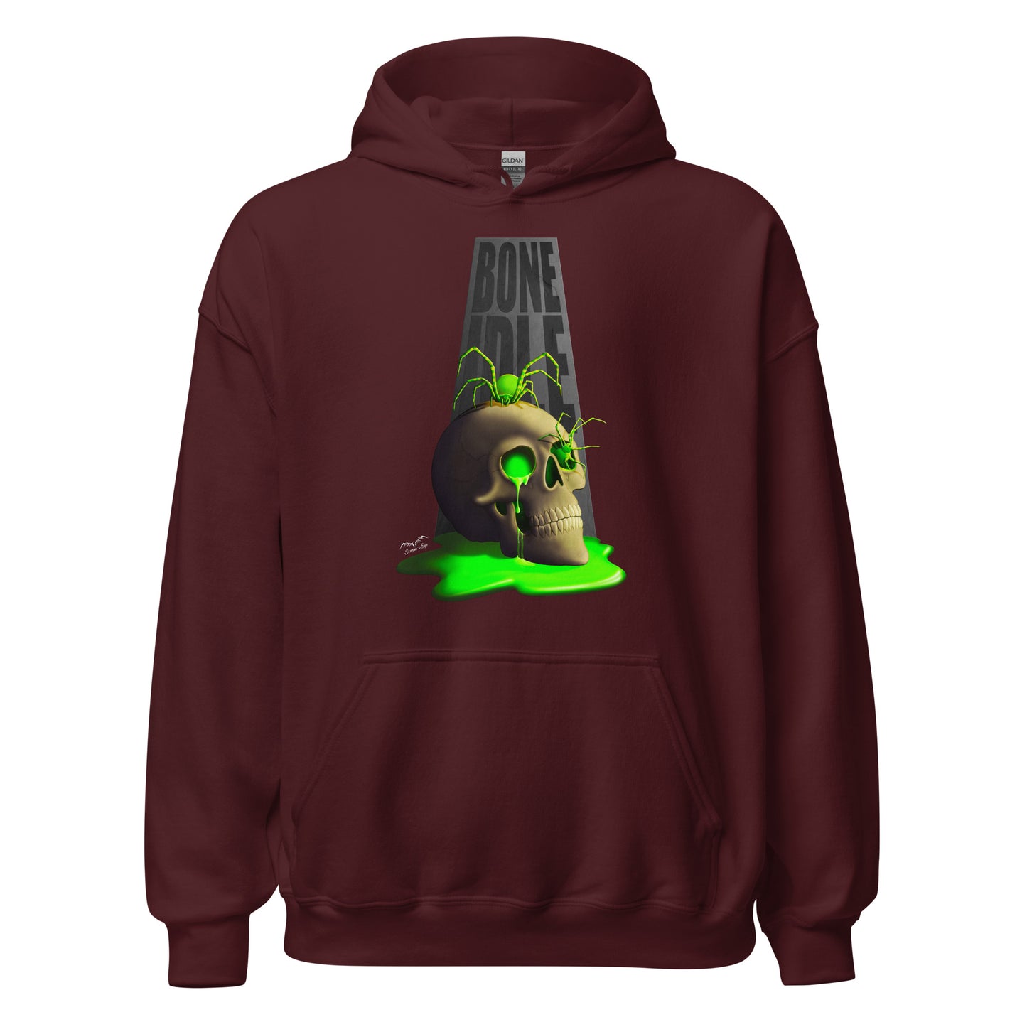 Bone Idle Skull And Spiders Hoodie | Gothic Horror Nuclear Waste Sweater | 7 Colours