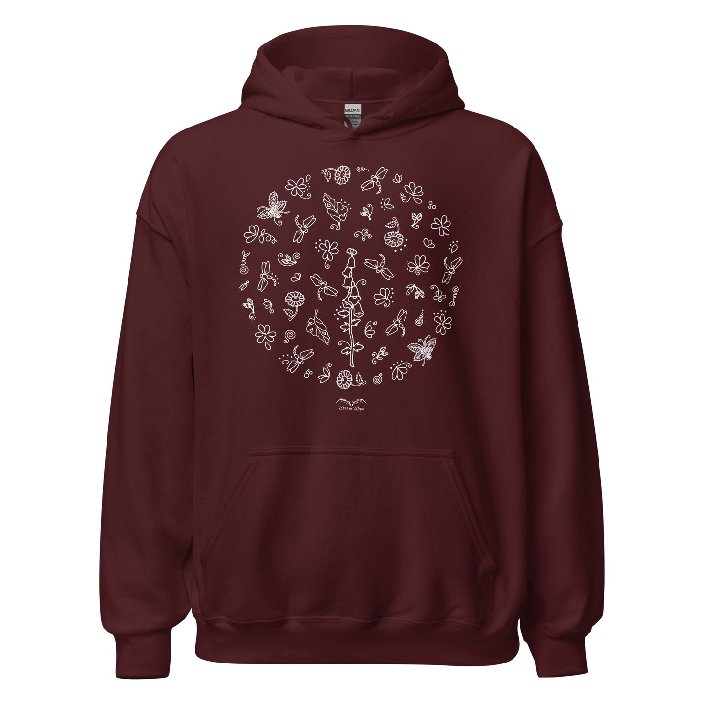 Pretty Dragonflies hoodie by Stormseye, wine red