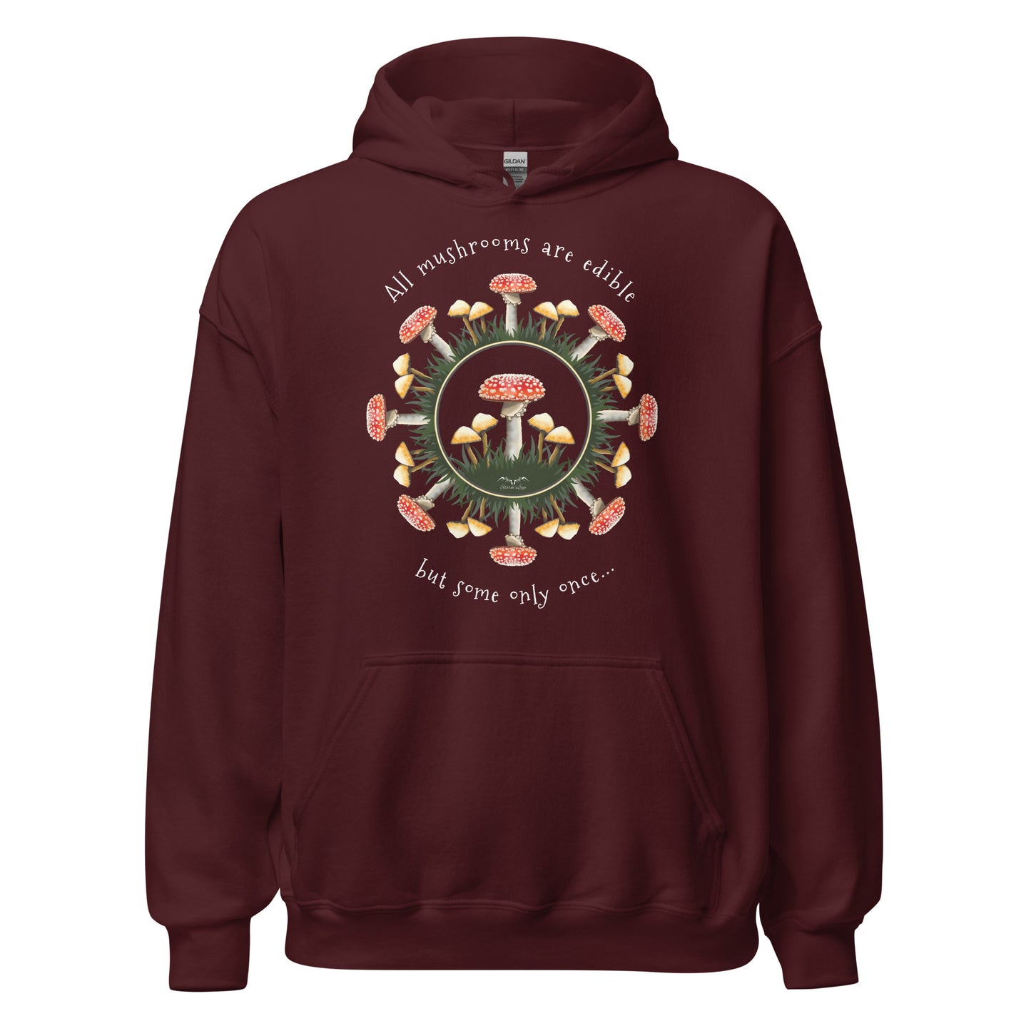 edible mushrooms hoodie by stormseye, wine red