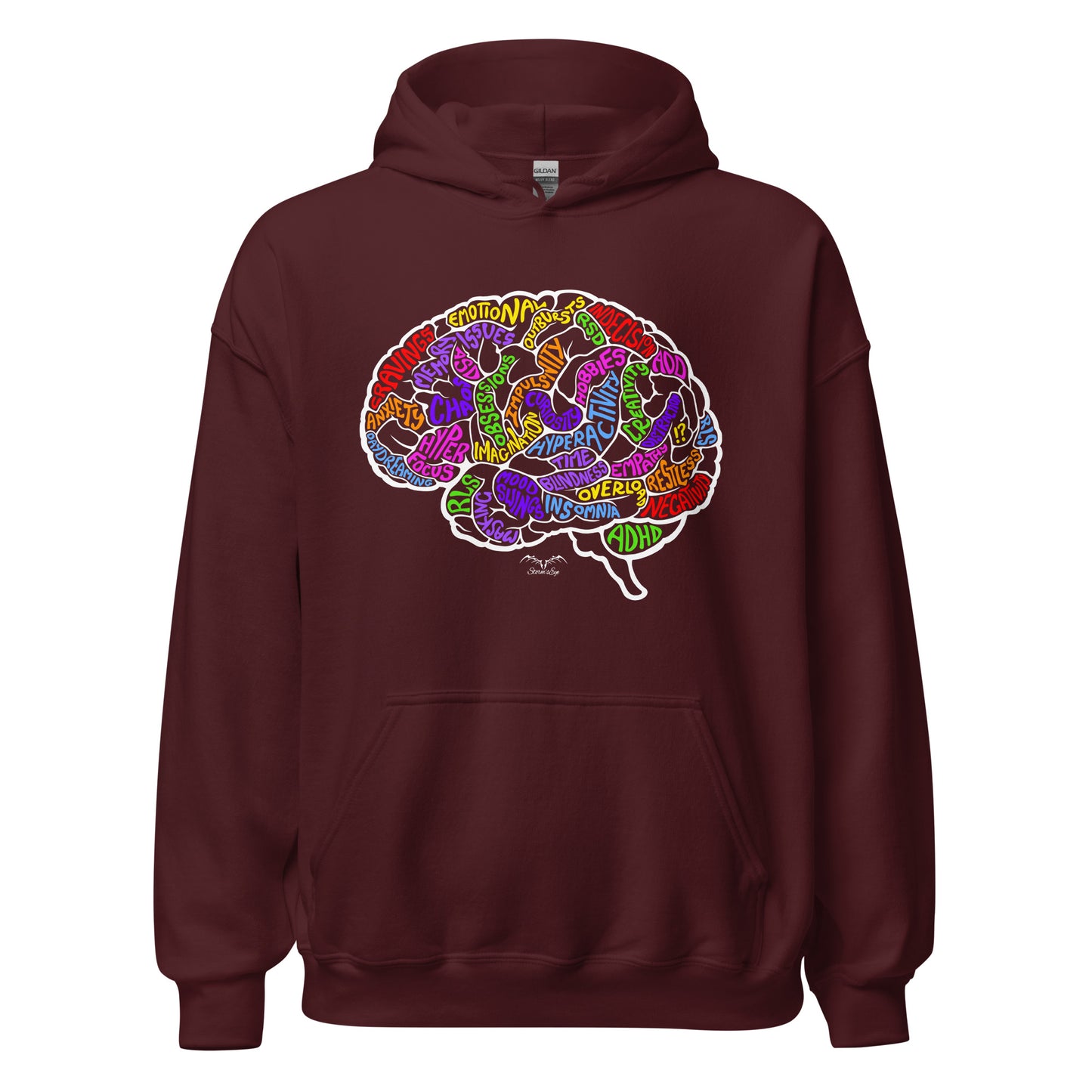 ADHD brain symptoms Hoodie by Stormseye Design wine red