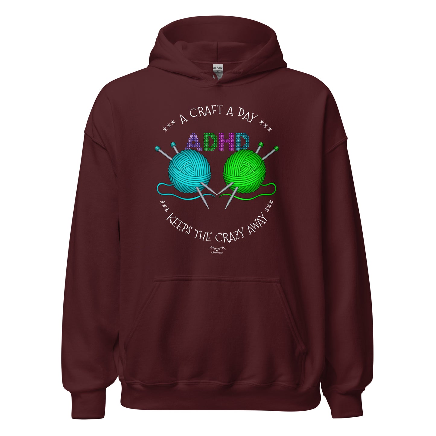 ADHD crafting hoodie by Stormseye Design wine red