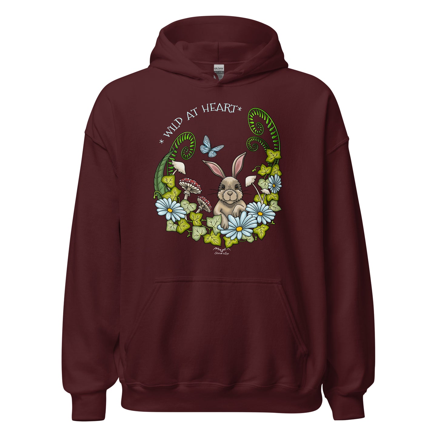wild at heart rabbit hoodie by stormseye design, wine red