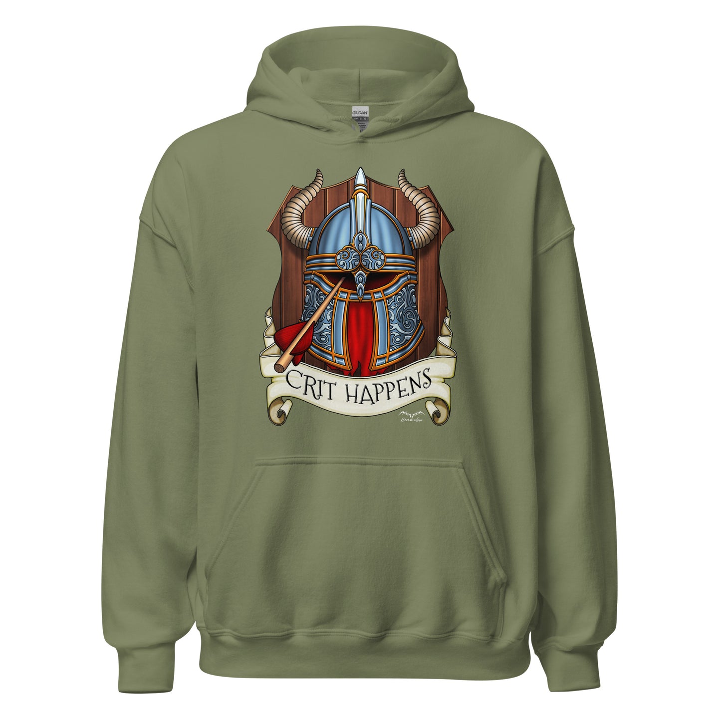 crit happens DnD hoodie army green by stormseye design