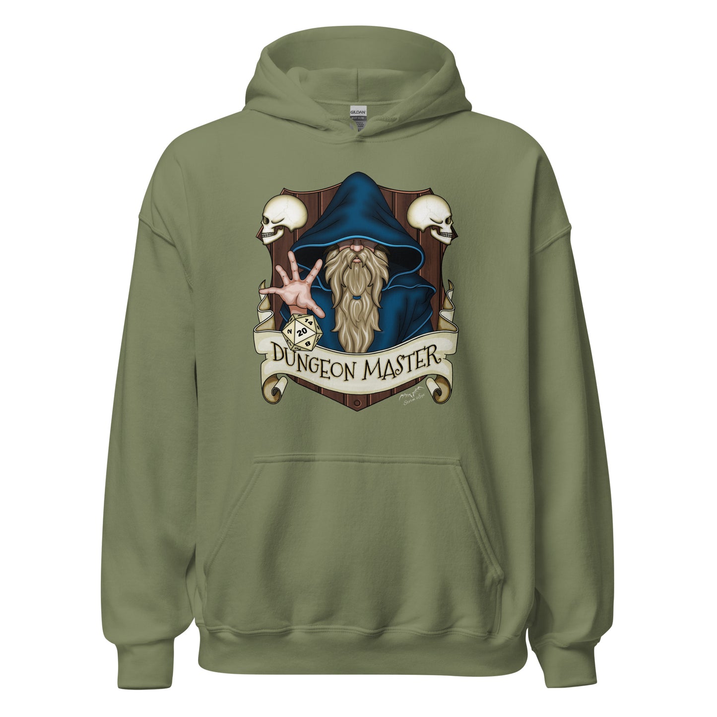 dungeon master DnD hoodie army green by stormseye design
