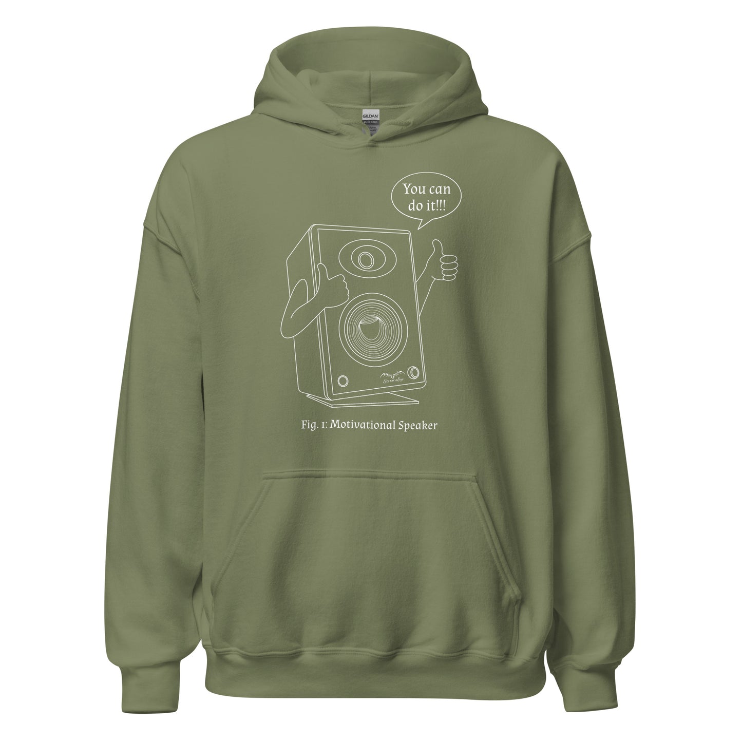 funny motivational speaker hoodie, army green, by Stormseye Design