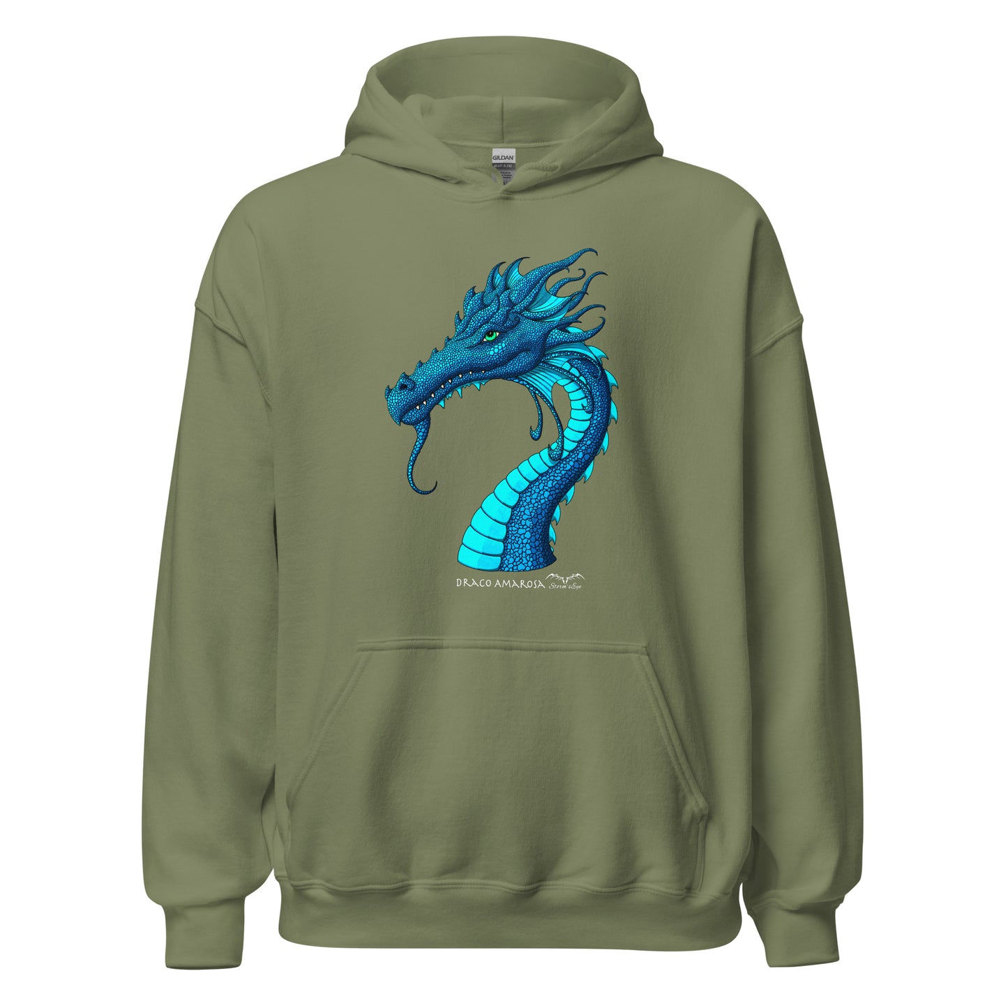 stormseye design amarosa dragon hoodie flat view army green