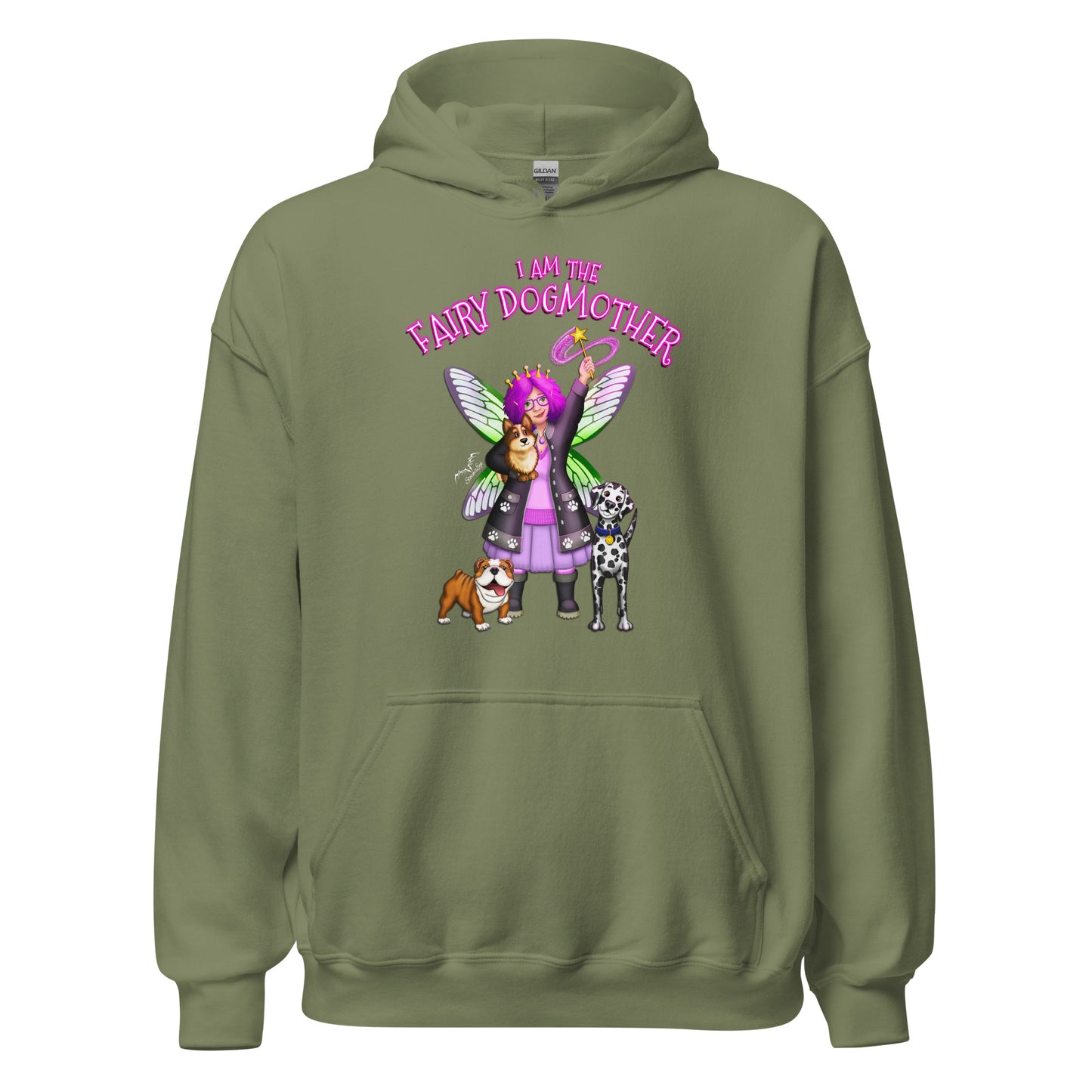 dog mother fairy hoodie army green by stormseye design