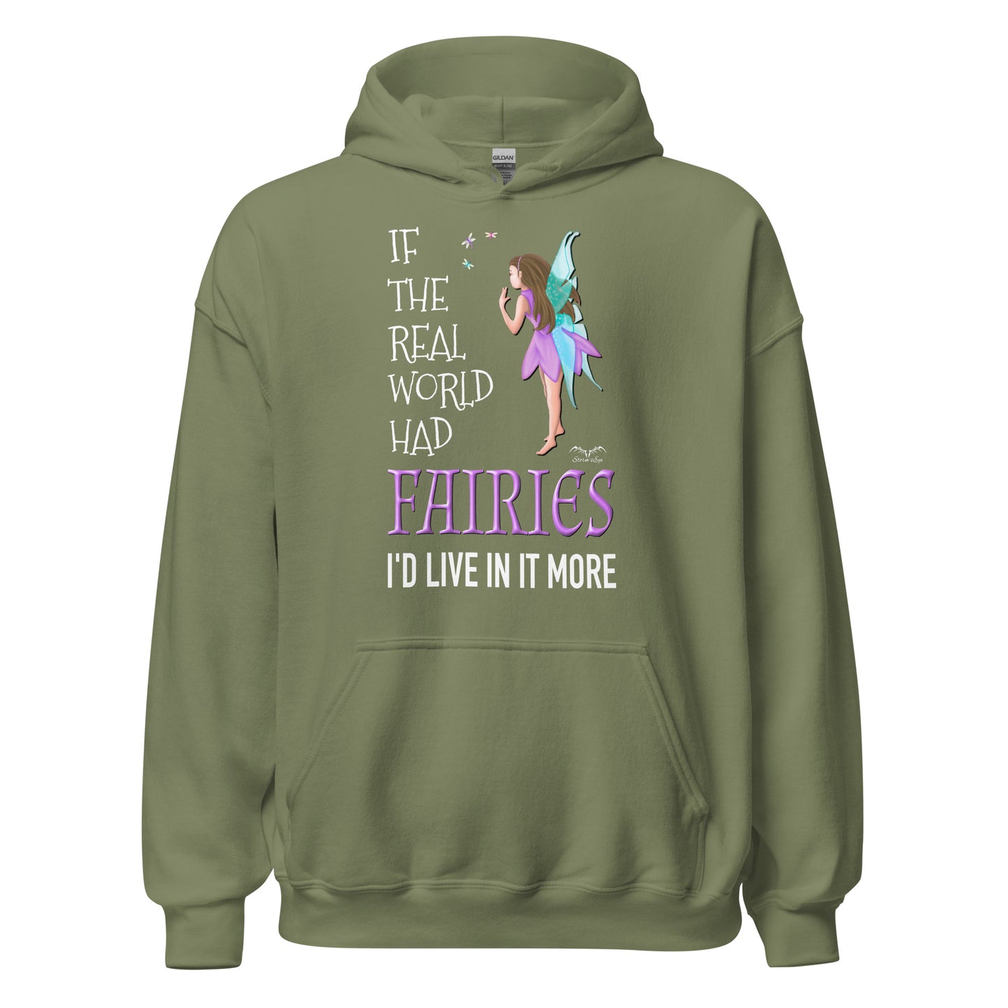 real world fairies hoodie army green by stormseye design