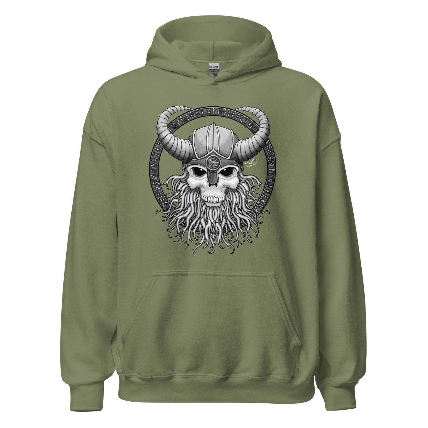 Viking Skull Hoodie | Nordic Runes Pullover | Fantasy Sweater | 8 Colours