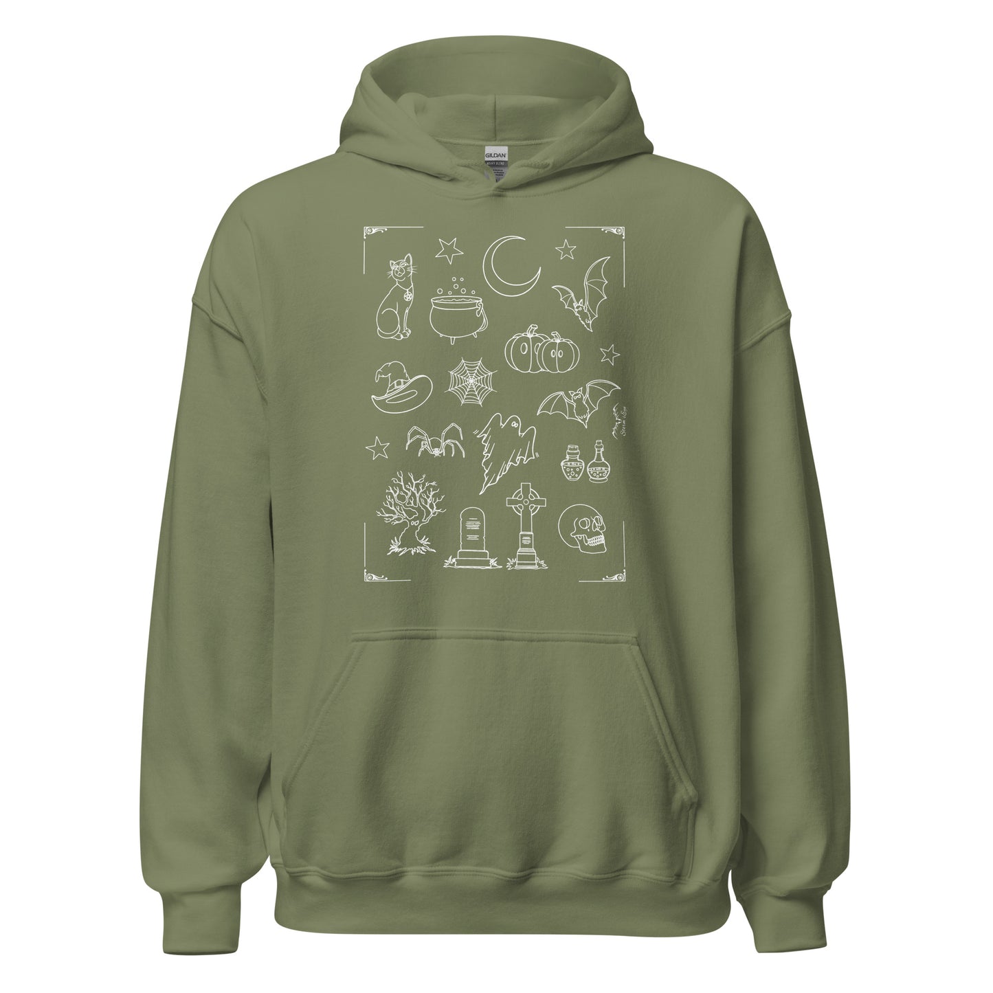 stormseye design halloween vibe hoodie flat view army green