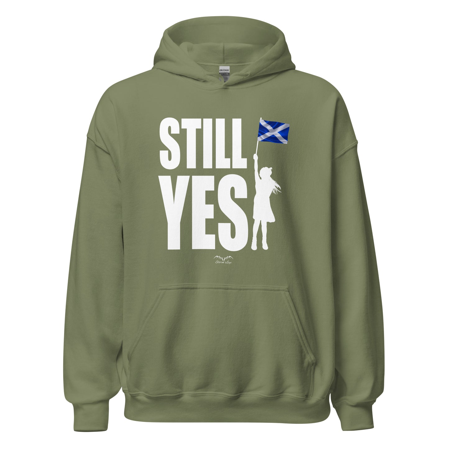 still yes hoodie by stormseye, army green