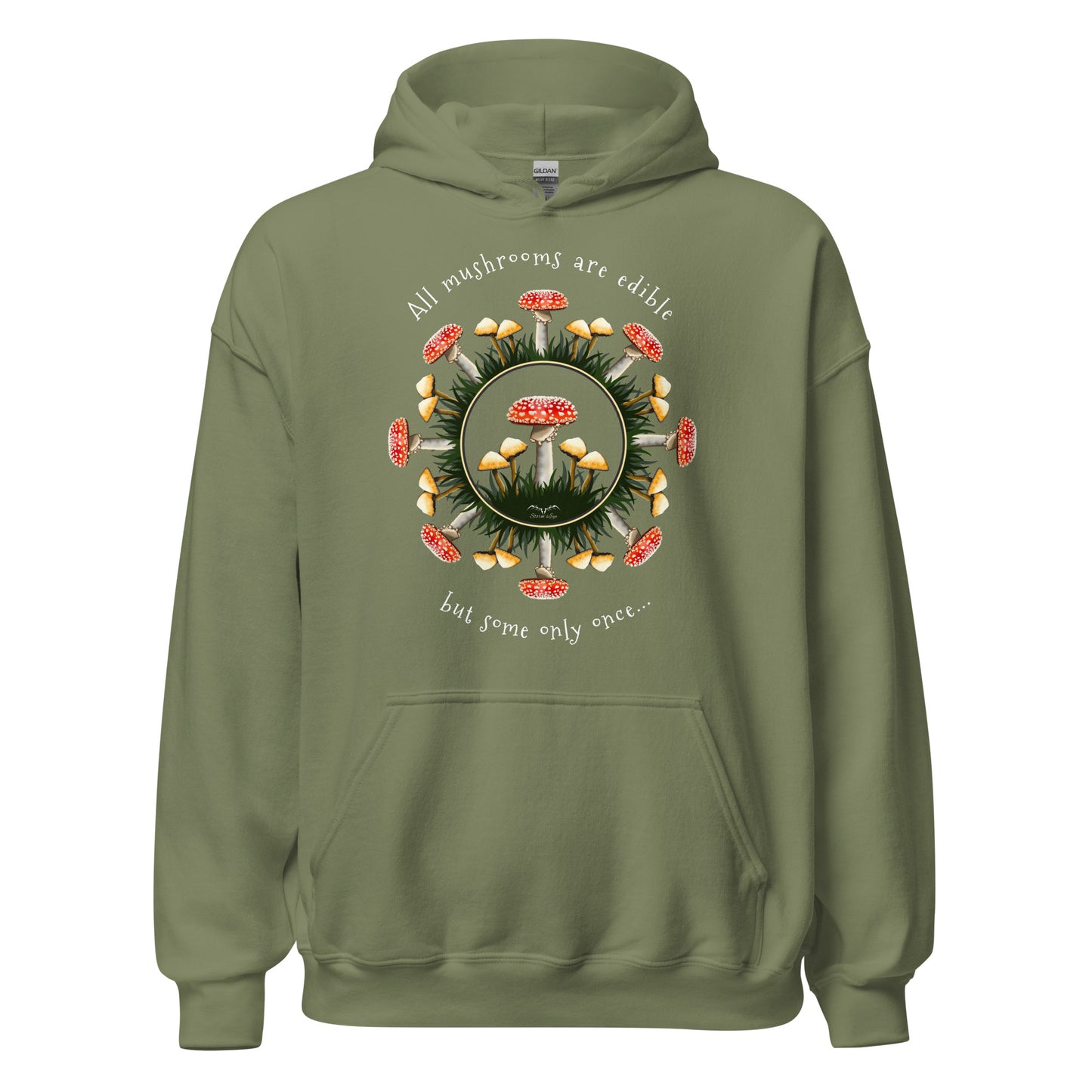edible mushrooms hoodie by stormseye, army green