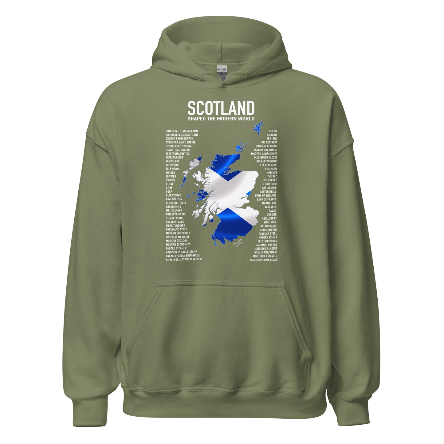 scotland inventions hoodie by Stormseye Design, army green