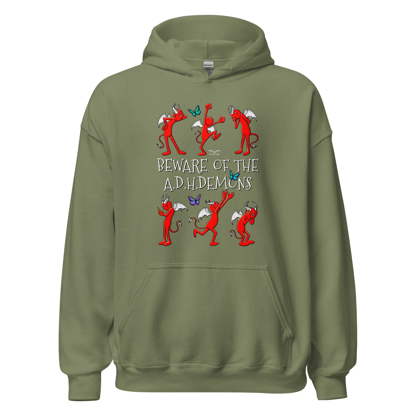 adhd demons hoodie by stormseye design army green