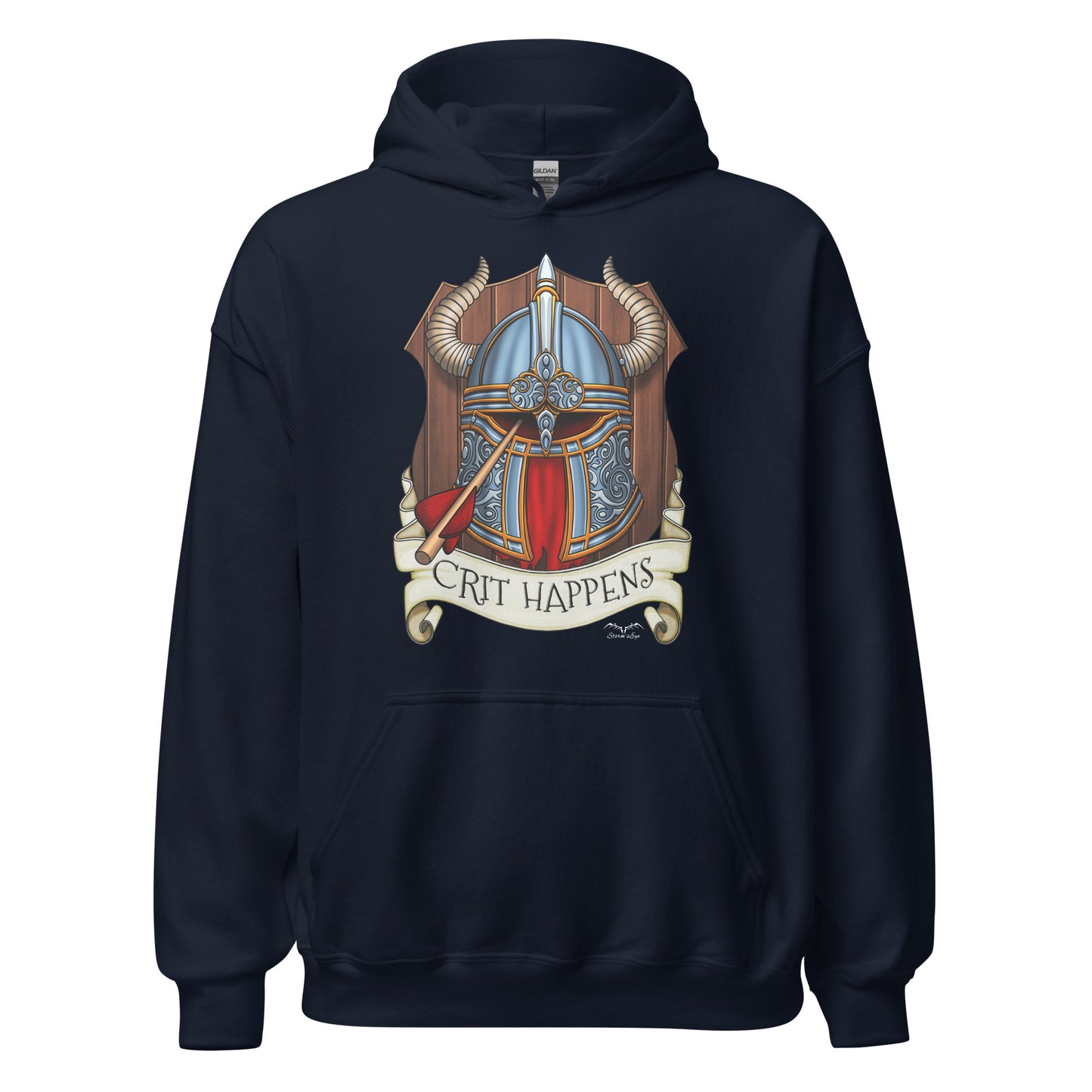 crit happens DnD hoodie navy blue by stormseye design