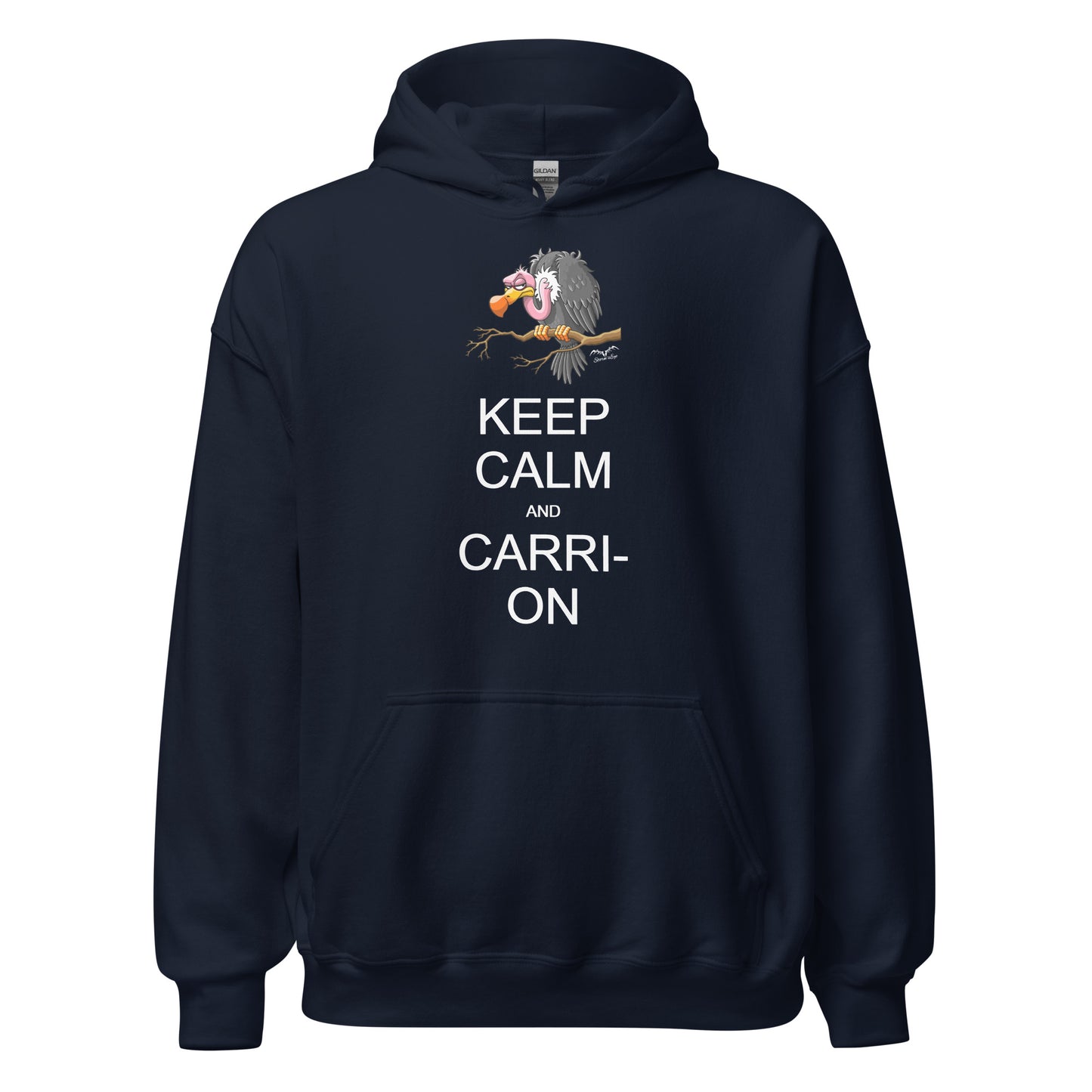 keep calm and carrion vulture hoodie navy blue by stormseye design
