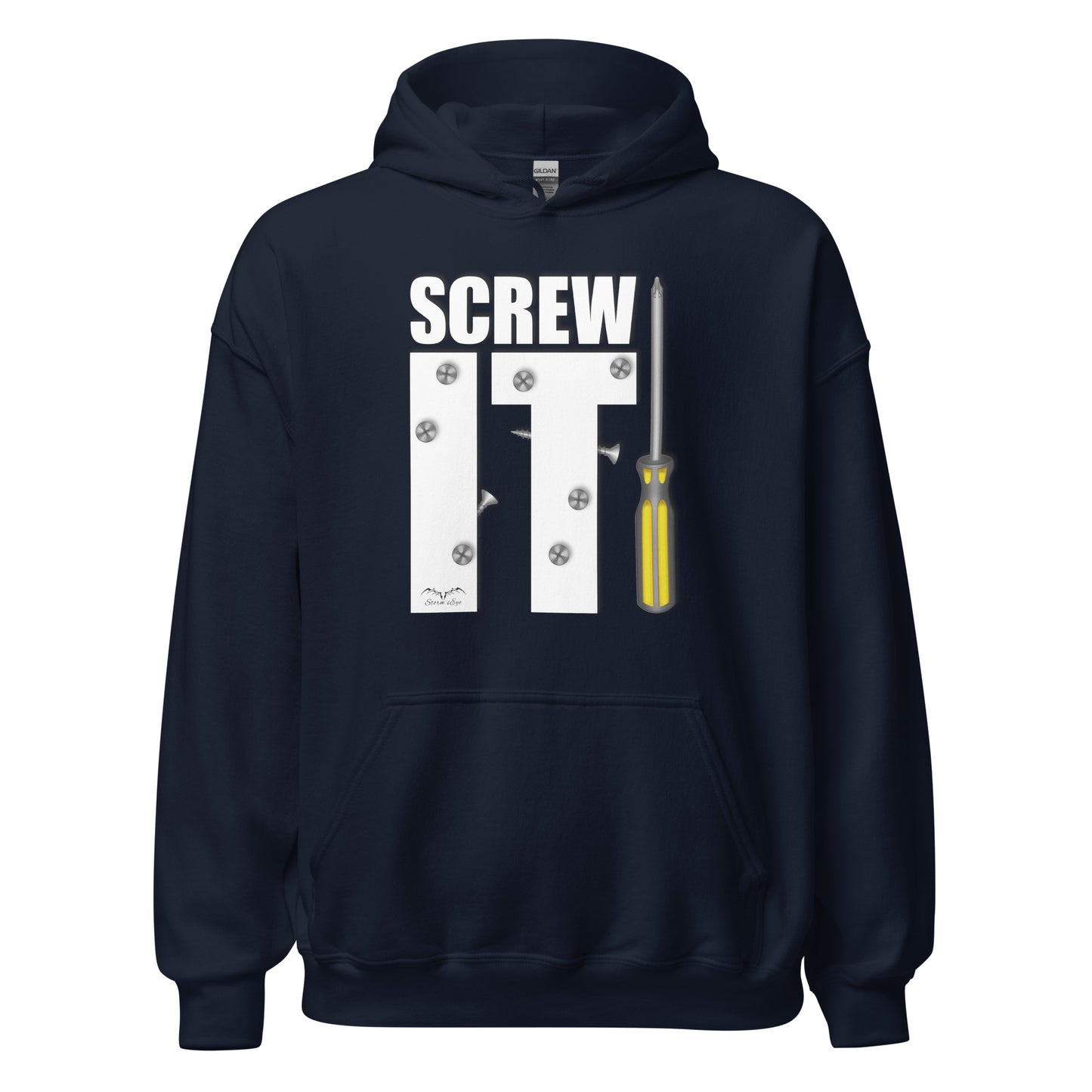 Funny Screw It DIY Lover hoodie, navy blue, by Stormseye Design