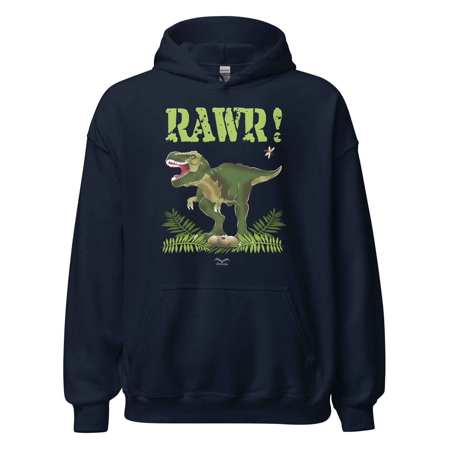 t rex dinosaur hoodie navy blue by stormseye design