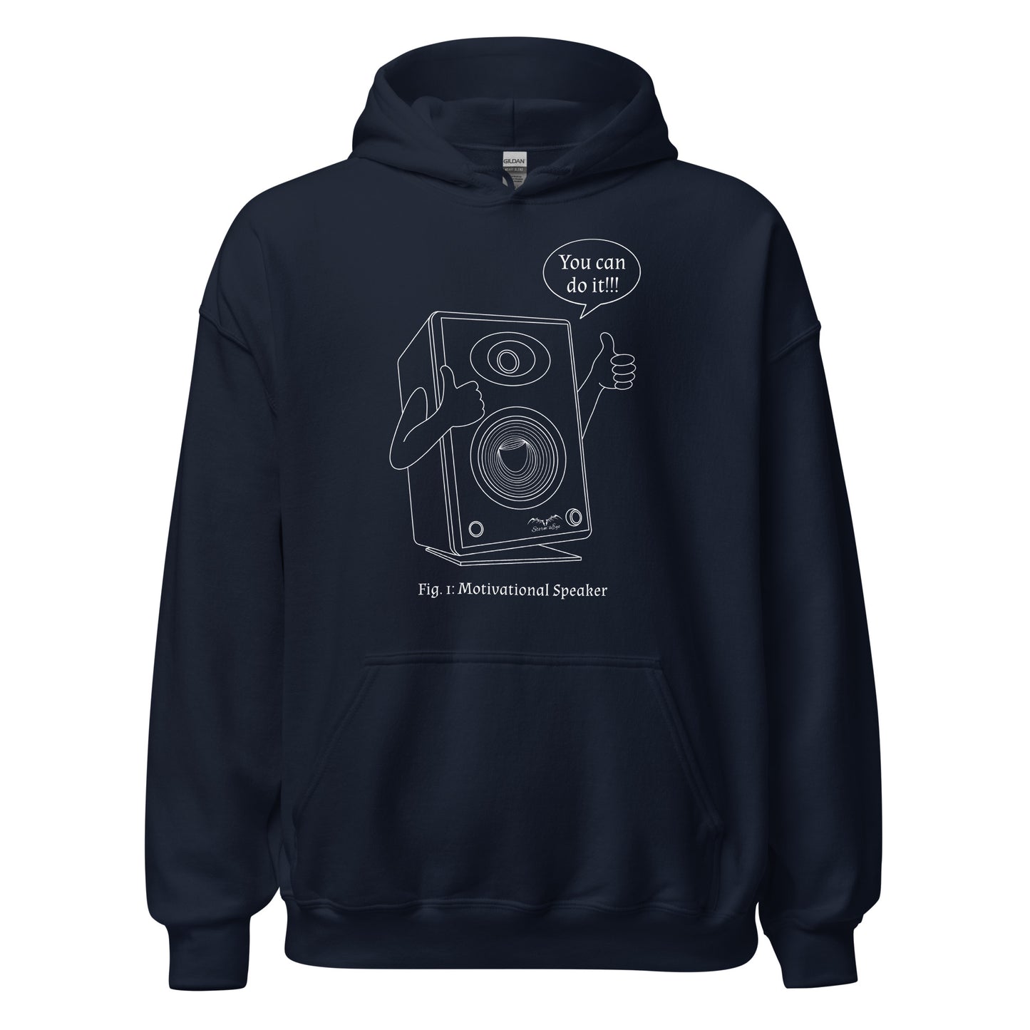 funny motivational speaker hoodie, navy blue, by Stormseye Design
